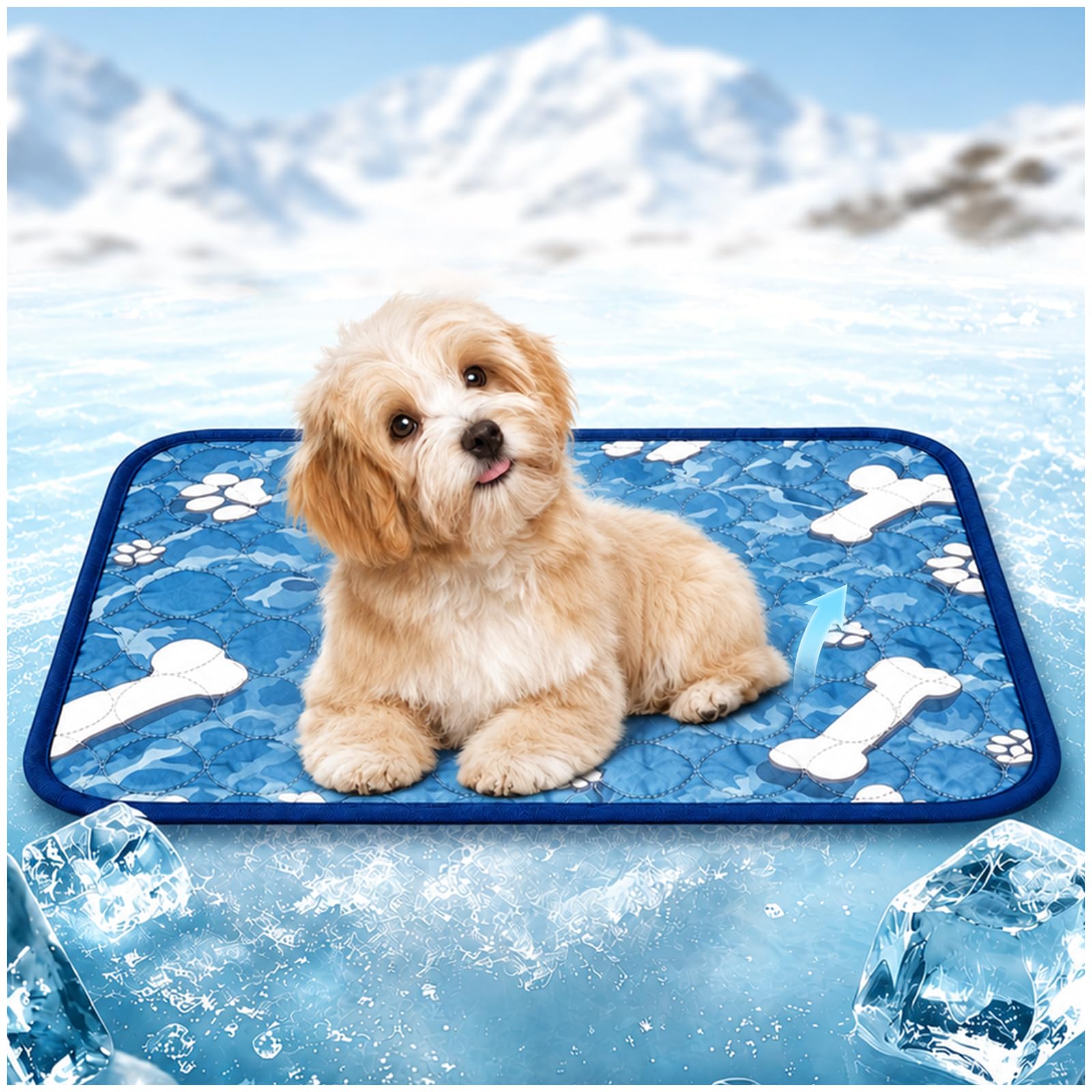 lmohadilla Refrescante para Perros 50x40CM,Almohadilla Alfombra Refrescante Antideslizantepara Gatos Y Perros Verano Plegable Y Lavable Cama Fria para Mascotas Alfombrilla de refrigeración