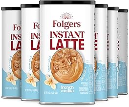 Folgers French Vanilla Flavored Instant Latte, 16 Ounce (Pack of 6)