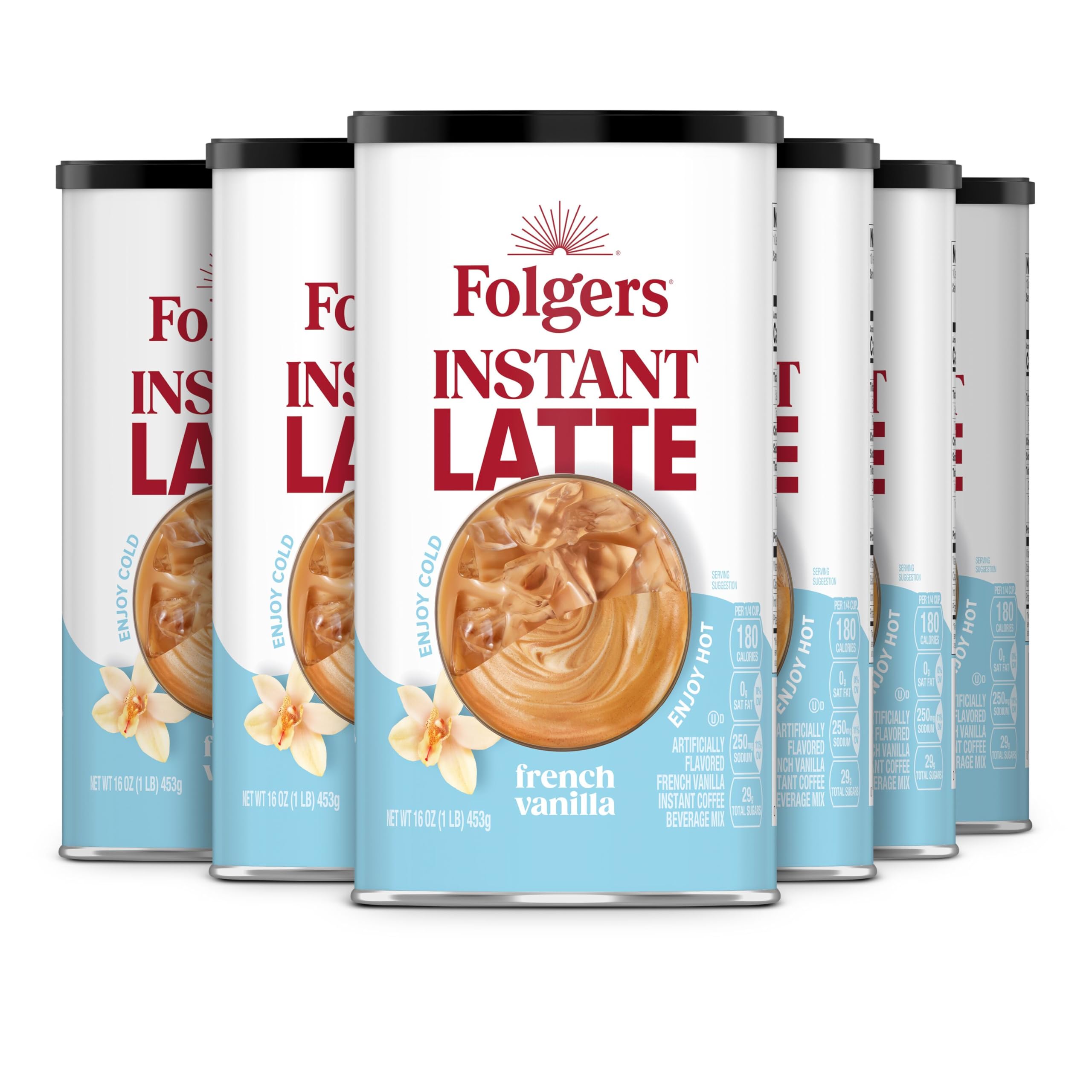 French Vanilla Flavored Instant Latte, 16 Ounce (Pack of 6)