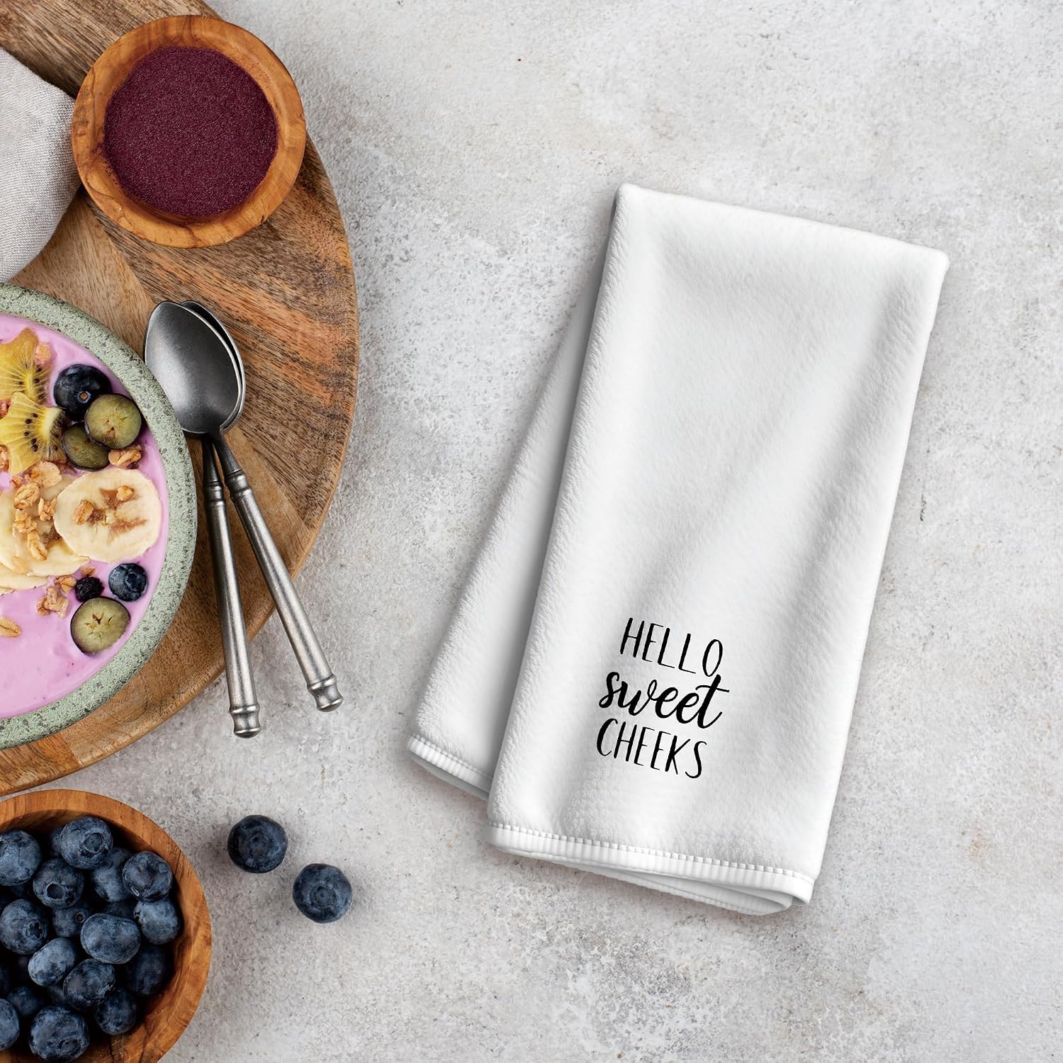 WFSM Hello Sweet Cheeks Decorative Hand Towels 16x24 - Funny Decor, Sweet Cheeks Bathroom Gifts (Black-Extra Cotton)