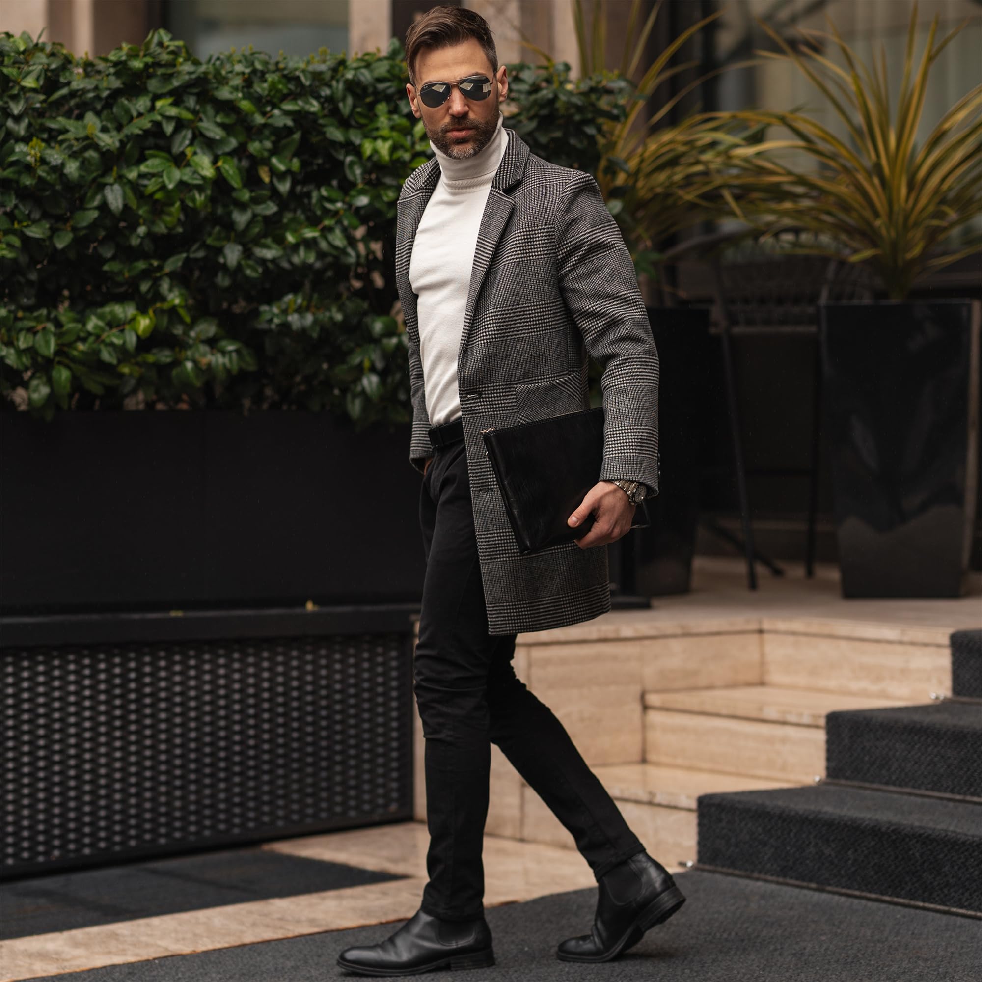 Time Resistance Pochette Uomo Fatta a Mano in Italia da Esperti Artigiani - Pratica da Polso con Cinturino Rimovibile - Borsello a Mano