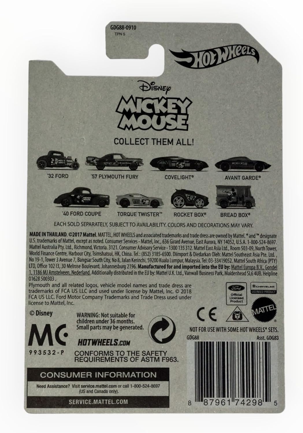 Hot Wheels Mickey Mouse 40 Ford Coupe Fantasia 2018 Series 5/8