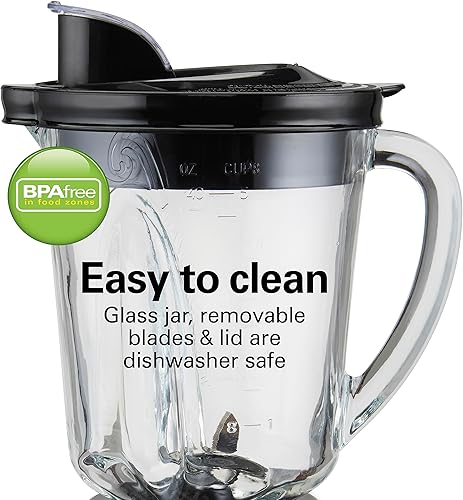 Miniatura 5 de Hamilton Beach 58175 Licuadora silenciosa para batidos y batidos, puré, cuchillas de sable de hielo de acero inoxidable, 800 vatios, frasco de