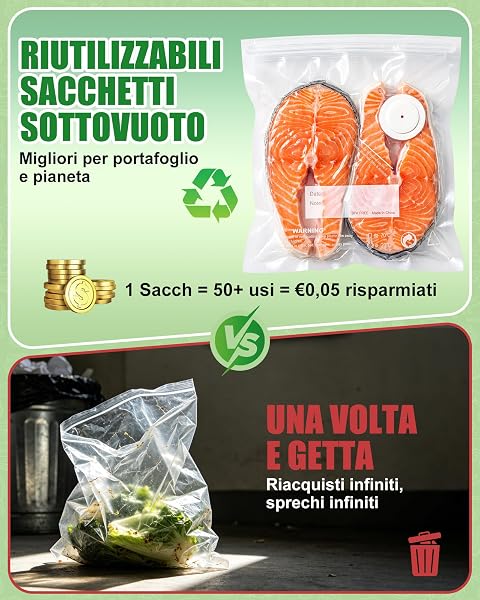 Babacom 30 Pezzi Sacchetti Sottovuoto Alimenti Riutilizzabili con Valvola d'Aria e 10 Clip di Chiusura (L:30x34cm), Senza BPA, Buste Sottovuoto Alimenti per Congelatore/Cottura Sous Vide/Conservazione - 5