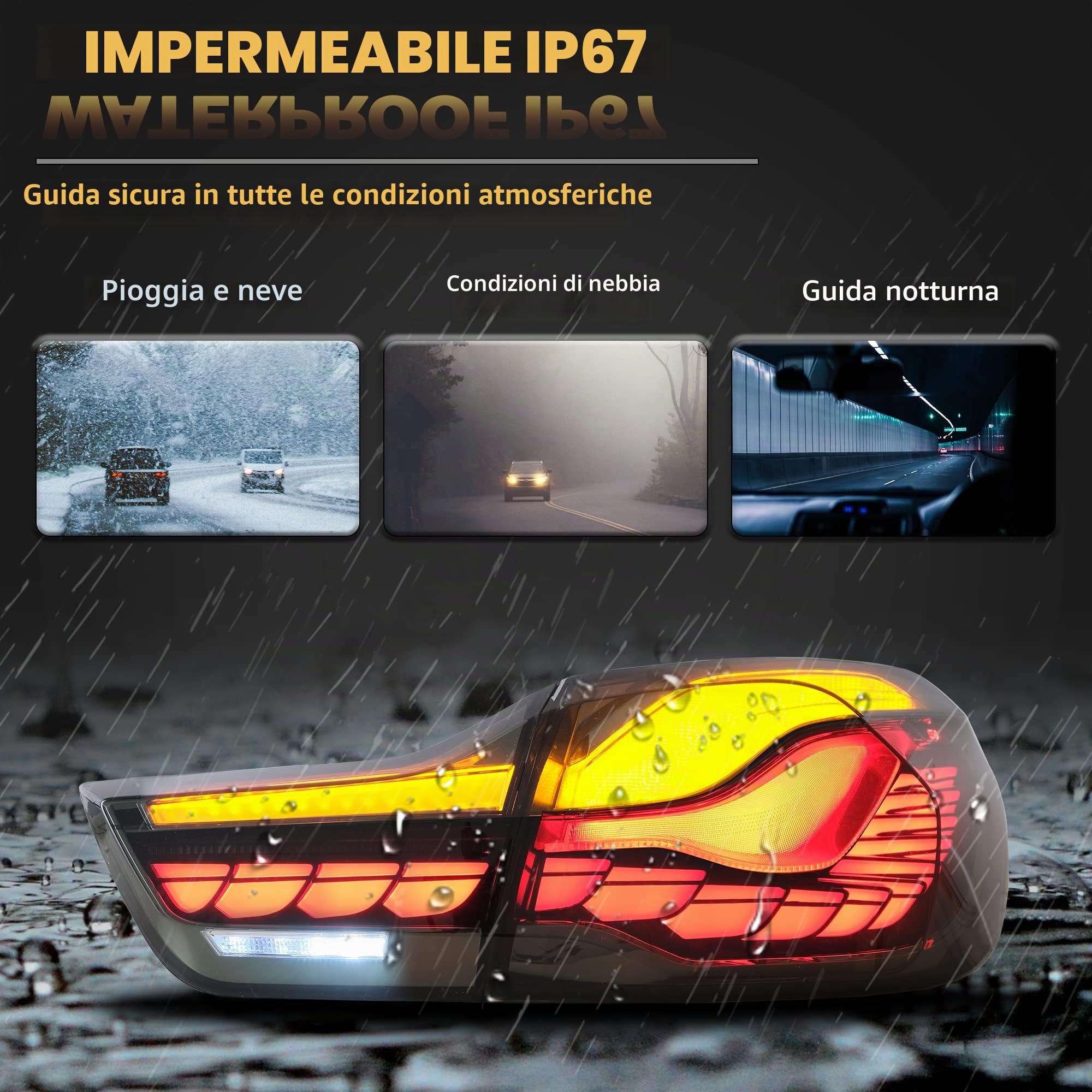 VLAND Fari posteriori LED per M4 GTS F82 F83, Serie 4 F32 F33 F36 Coupé Cabriolet 2014-2020, Con luci diurne dinamiche e indicatori di direzione - Nero