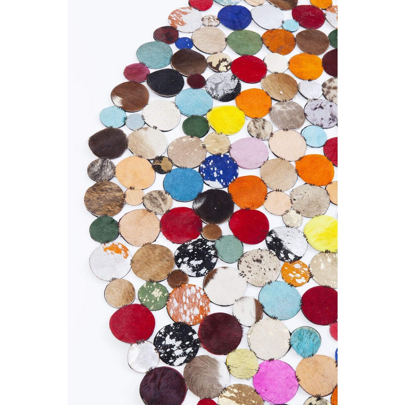 Kare Design Alfombra Circle, multicolor, piel de vaca, hecha a mano, diseño abstracto, 150 cm de diámetro