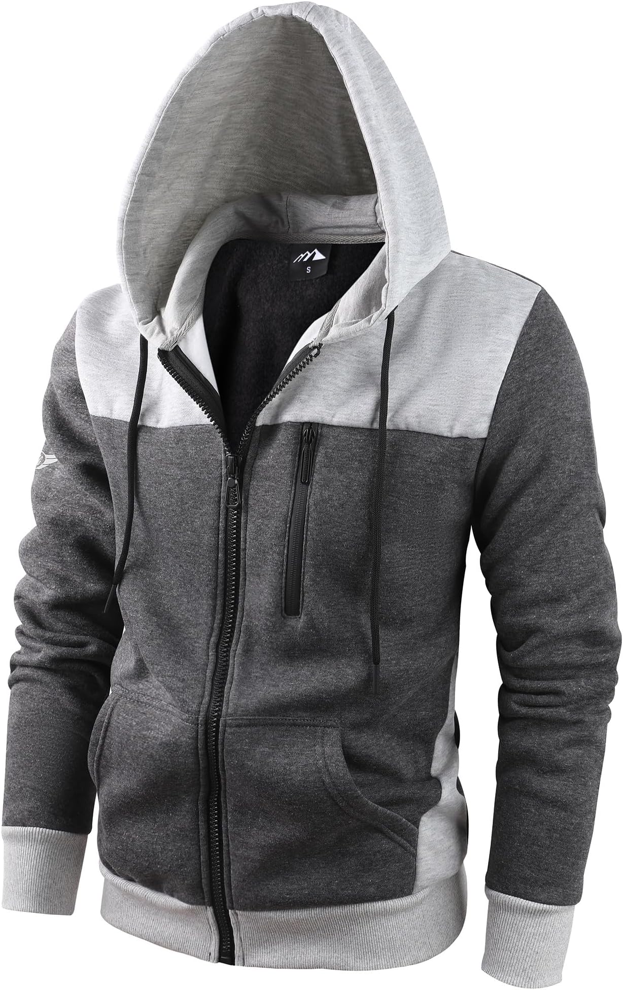 LAIWANG Men's Full Zip Fleece Hoodie zippered Color Block hooded slim Fit Long Sleeve Lightweight Sweatshirt