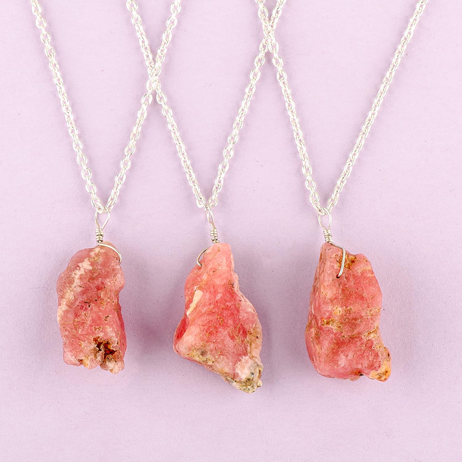 Raw Pink Opal Necklace, Natural Pink Opal Gemstone Pendant 10–20 mm, Silver Plated Adjustable Chain 16+2 Inch, Healing Crystal Jewelry for Women & Men - Image 5