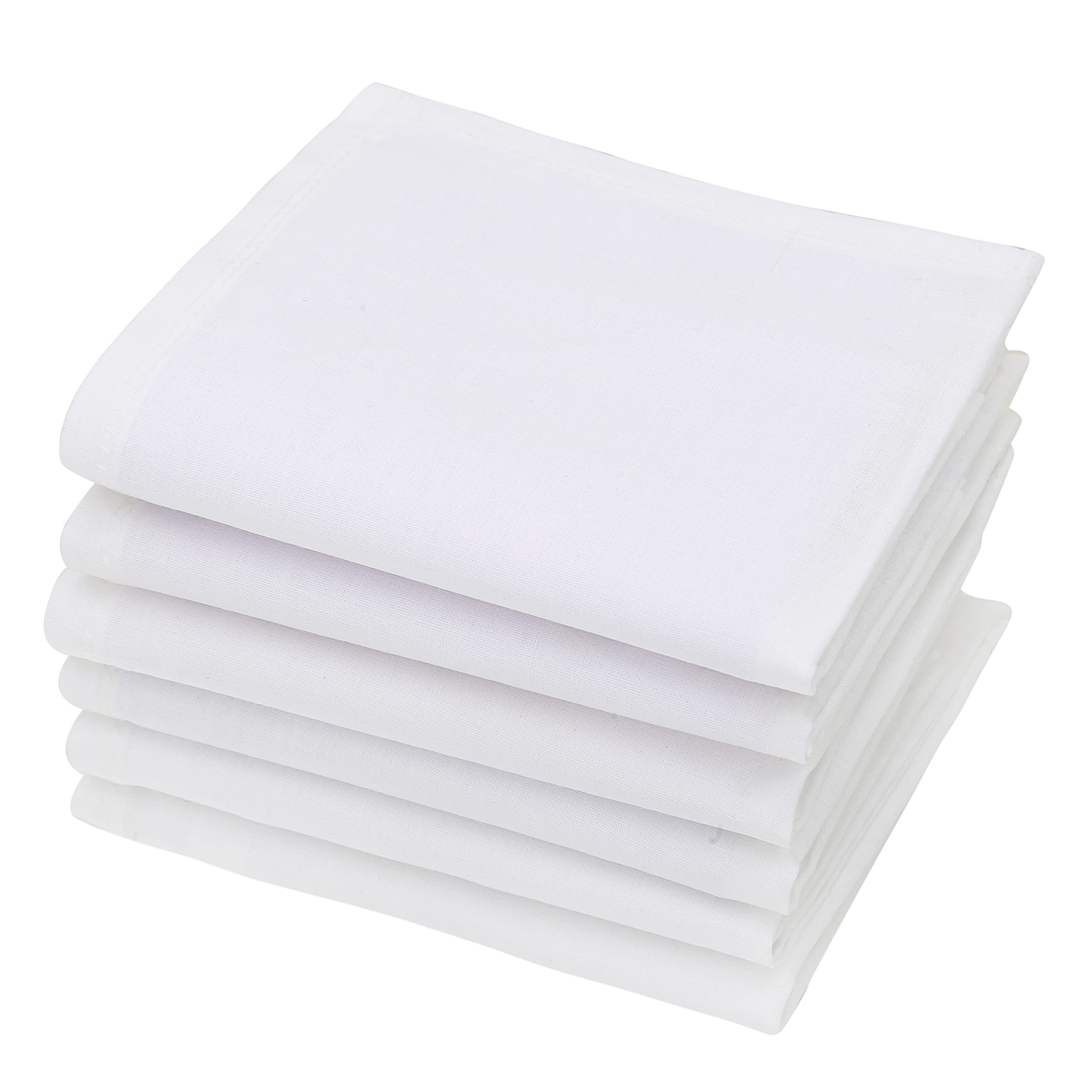 khillayox Men's Pure Cotton White Color Large Size Handkerchiefs/Rumal | Highly Absorbent & Super Softness | Lightweight Boys Handkerchiefs 22x22 inch - (Set of 6 Pieces)-picture-31