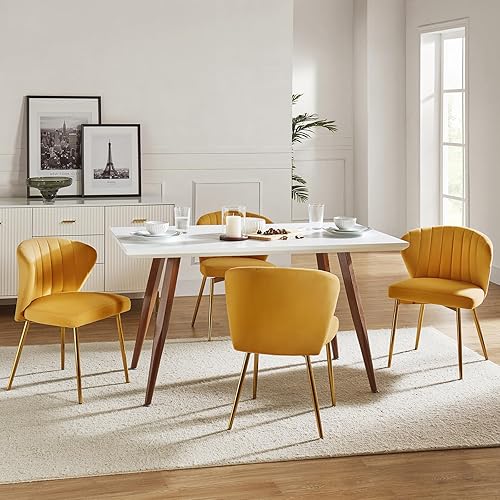 Miniatura 29 de TINA'S HOME Sillas modernas para sala de estar, comedor, pequeña silla decorativa de terciopelo con patas de metal dorado, bonita silla lateral