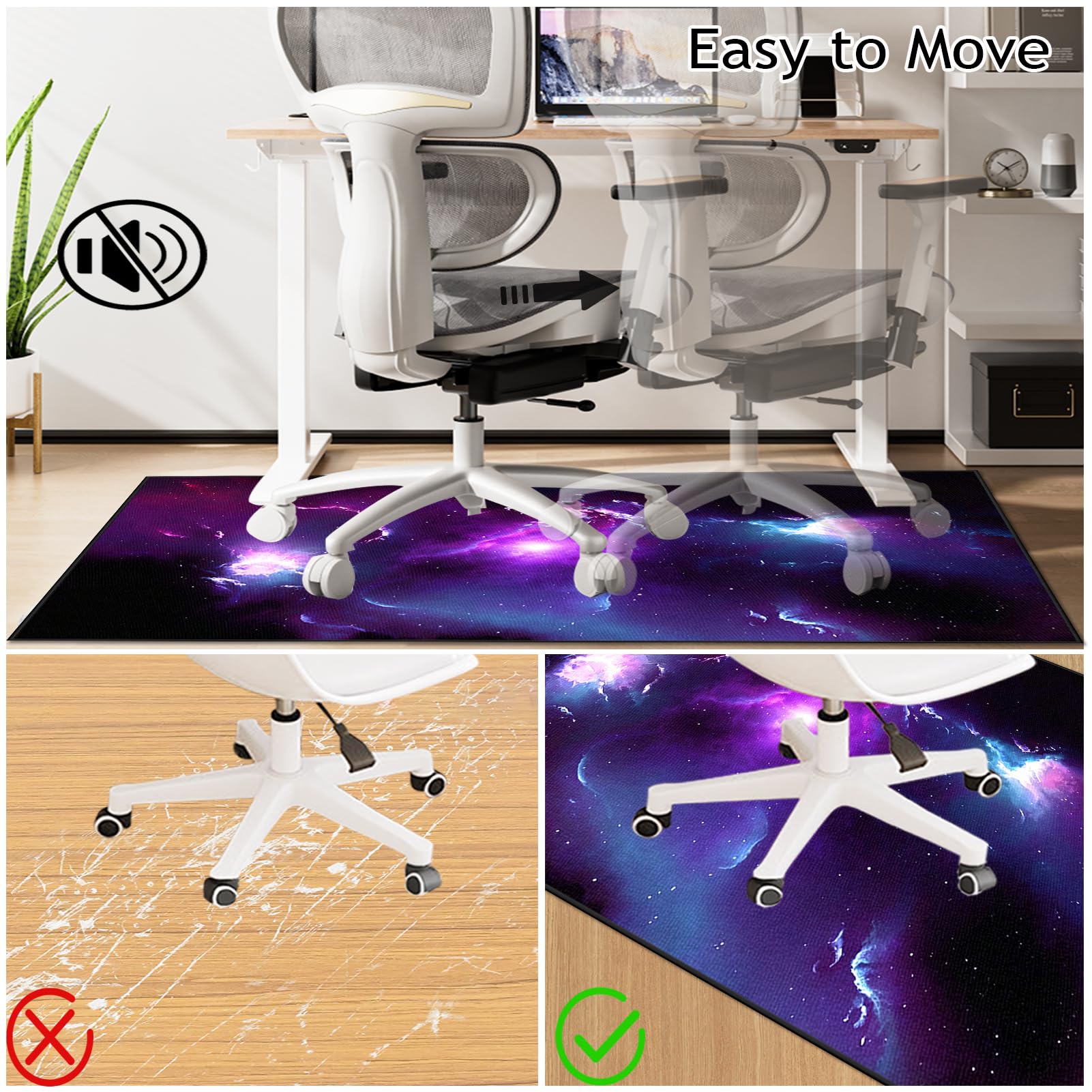 Tapis Chaise de Bureau Gaming Tapis de Protection de Sol pour sols durs Antidérapant Tapis de Sol Gamer Tapis Salon Chambre pour Chaise de Bureau stratifiée, Parquet Bureau 120 x 140 cm