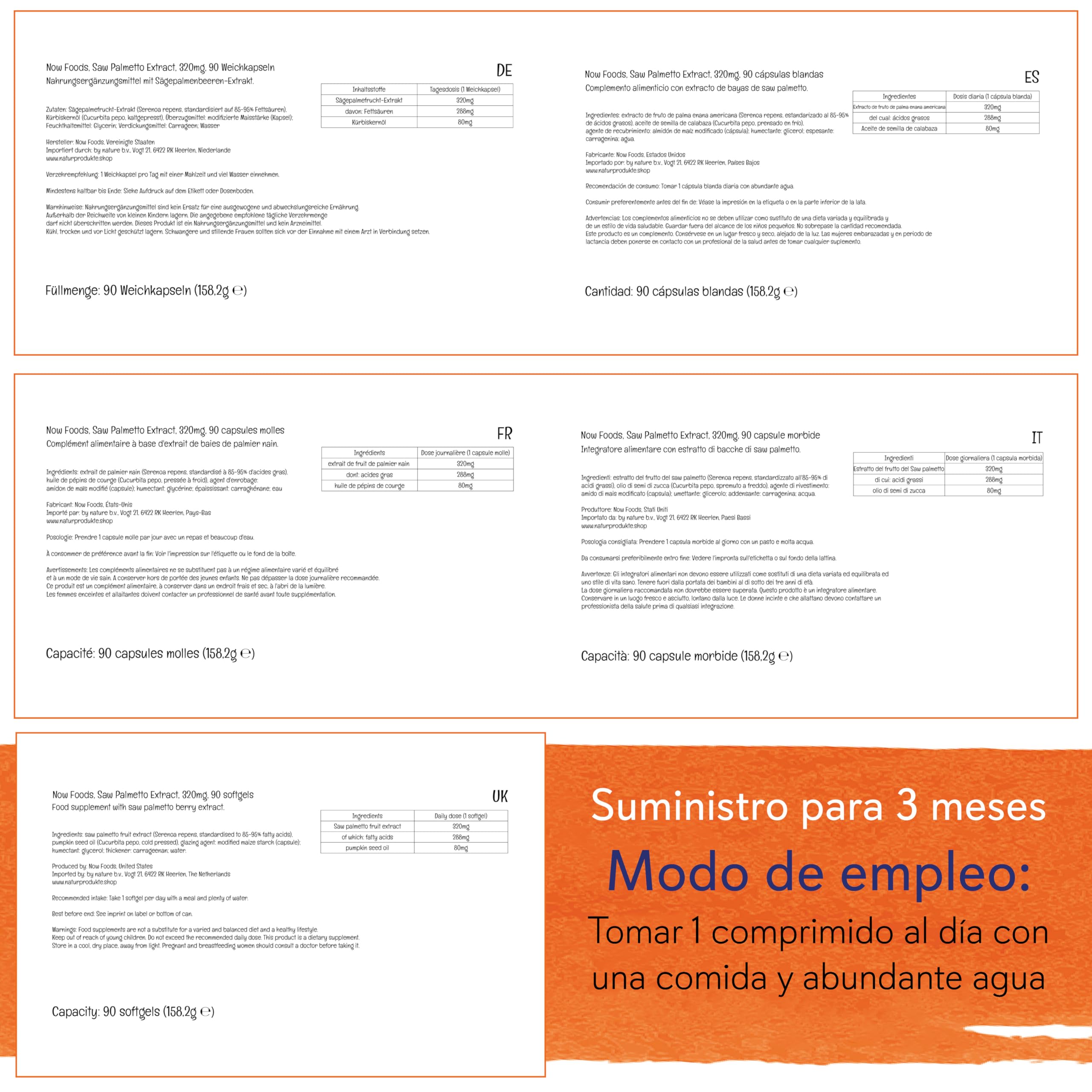 Now Foods, Saw Palmetto Extract (Extracto de Saw Palmetto), 320mg, con Aceite de Semilla de calabaza, 90 Cápsulas veganas, Probado en Laboratorio, Sin Soya, Sin Gluten, Sin OGM