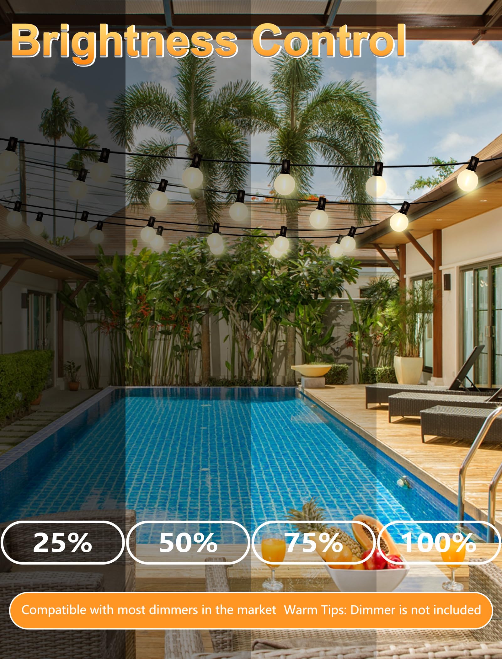 25Pack G40 LED Replacement Light Bulbs 0 6W Frosted White LED Globe Bulbs for Outdoor String Light E12 — view 5