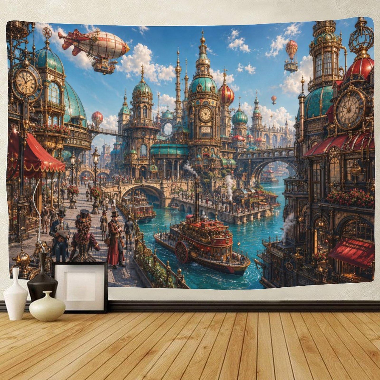 ASDFGHJKLZA Saint Basil's Cathedra Steampunk Tapestry for Bedroom Wall Art Decor 3D Print Tapestries Poster Home Decoration Living Room College Dorm 180cmx230cm