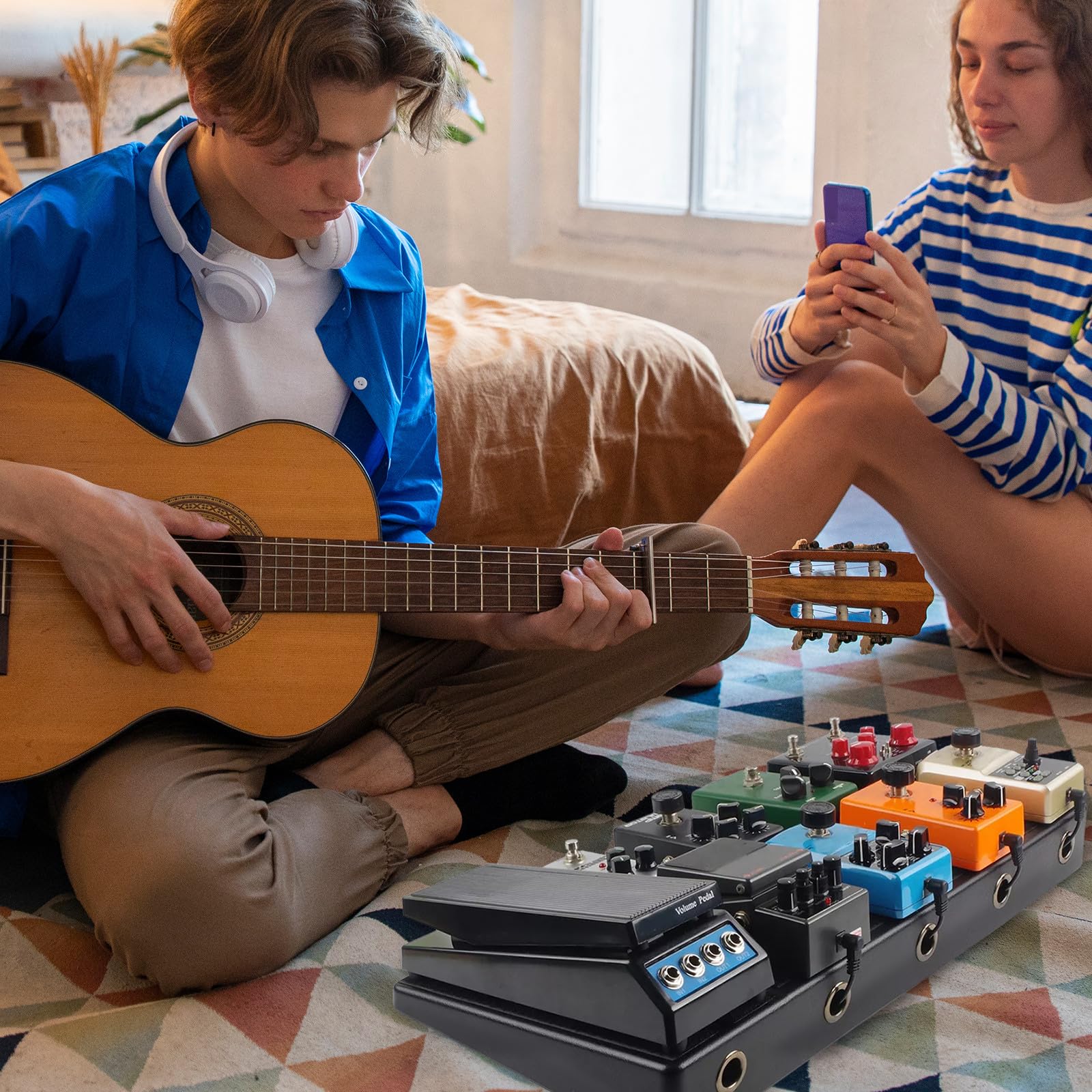 Pedalera de Efectos para Guitarra Eléctrica Montaje Seguro de Pedal, Material Pe Resistente y Diseño Ligero Fácil de Transportar para Músicos en Transporte y Ensayos