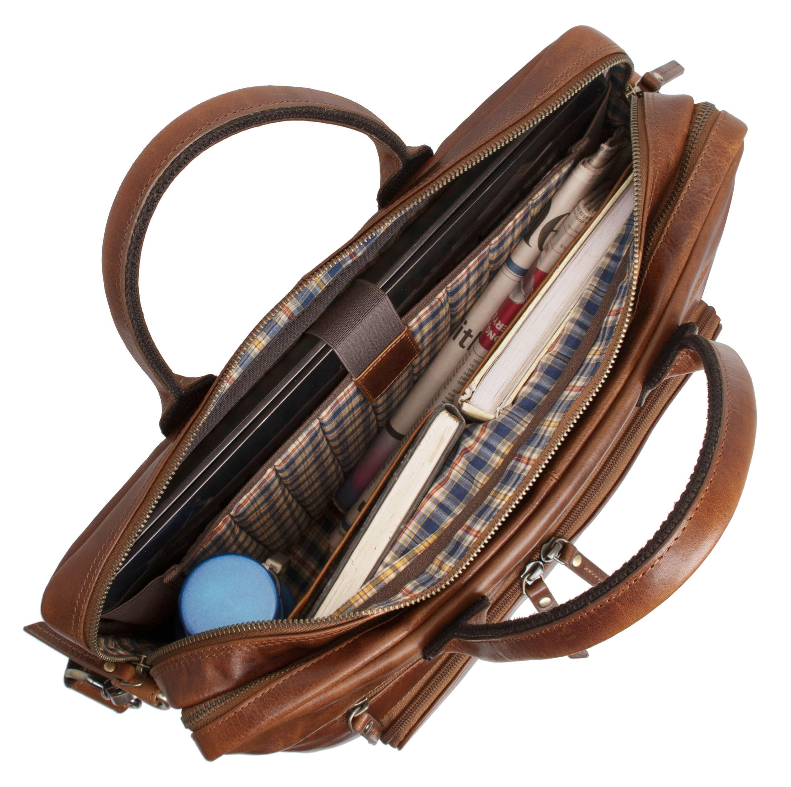 Marc Peter® Hamilton Businesstasche Herren Leder 15,6 Zoll | Leder Laptoptasche | Groß Aktentasche Umhängetasche aus Vintage Rindsleder