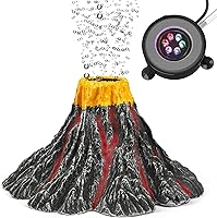 Uniclife Aquarium Volcano Ornament Kit: Realistic Resin Bubbler with Colorful LED Lights & Air Stone for Fish Tank Oxygenation & Decoration