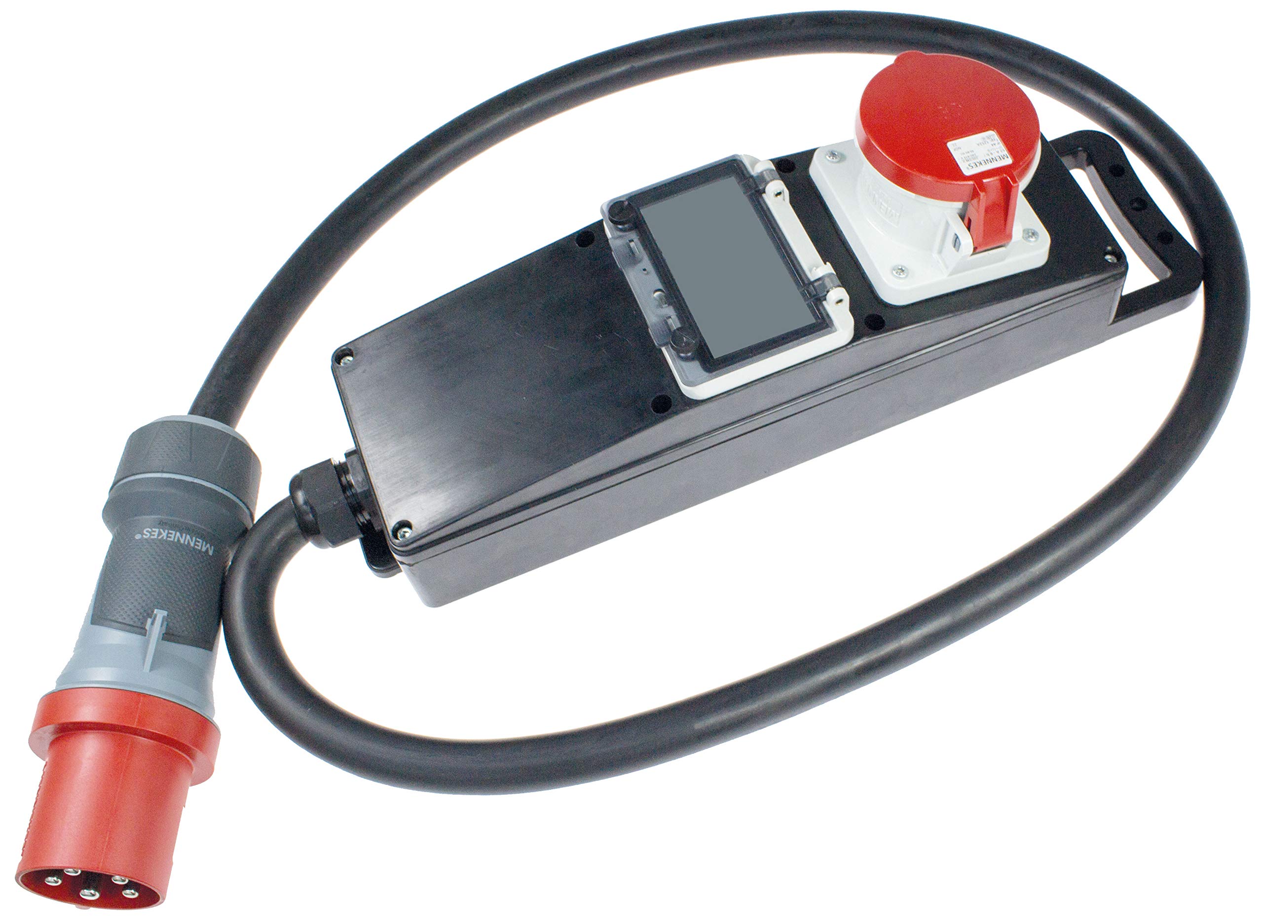 as - Schwabe Regleta CEE con contador de electricidad, 3 fases, conforme a MID, regleta de goma maciza, analógica de 6 + 1 dígitos, 400 V/63 A/5 pines, aprox. 43 kW, para exteriores - IP44, 60874