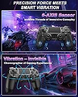 Vista 3 de Quevati Wireless Controller for PS-4, Dual Vibration Game Joystick/Motion Sensing/Touchpad/Speaker/3.5mm Audio Jack Headphone, Upgraded Six-Axis
