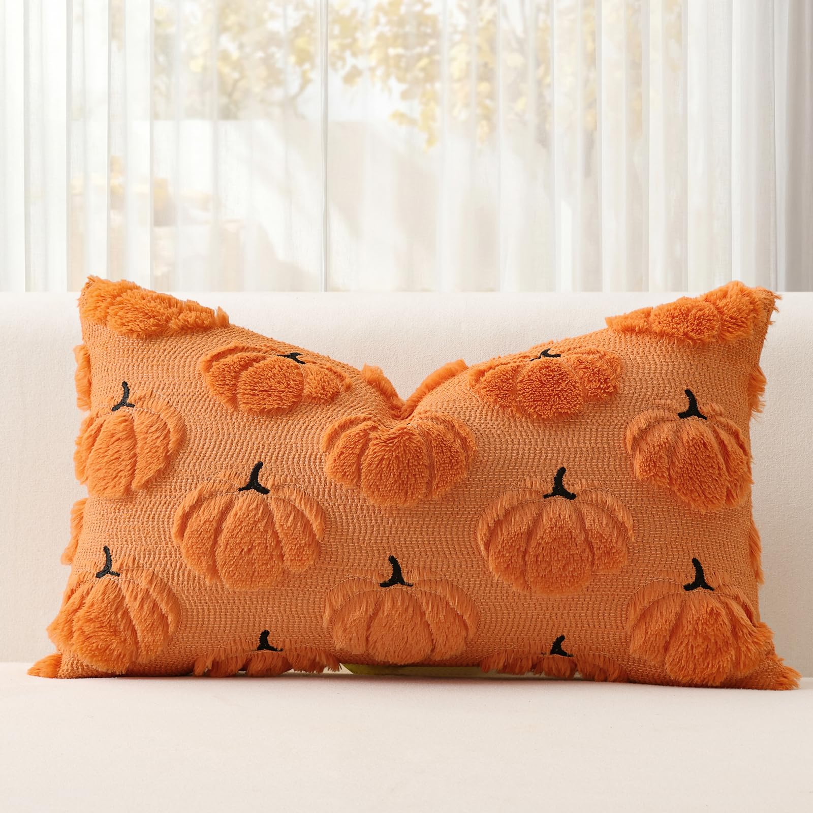 JOTOM Fall Cushion Cover 30x50cm Orange Pumpkin Throw Pillow Cover