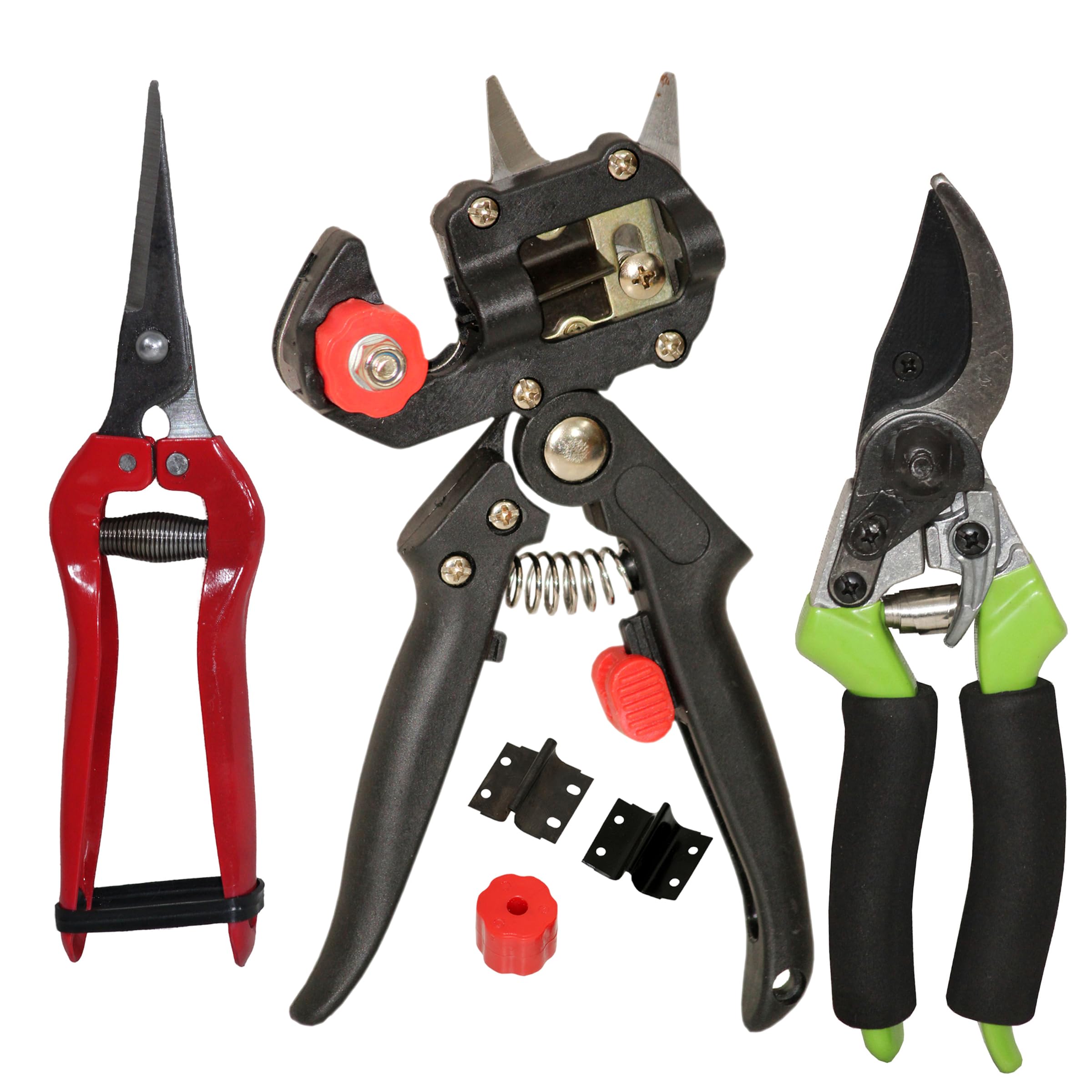 Digital Craft Garden Pruning Shears Set – Needle Nose Fruit Pruners, 8" Green/Black Flower Cutter & Grafting Tool – Vaccination Secateurs for Fruit Trees, Flowers & Shrubs – Durable Gardening Kit