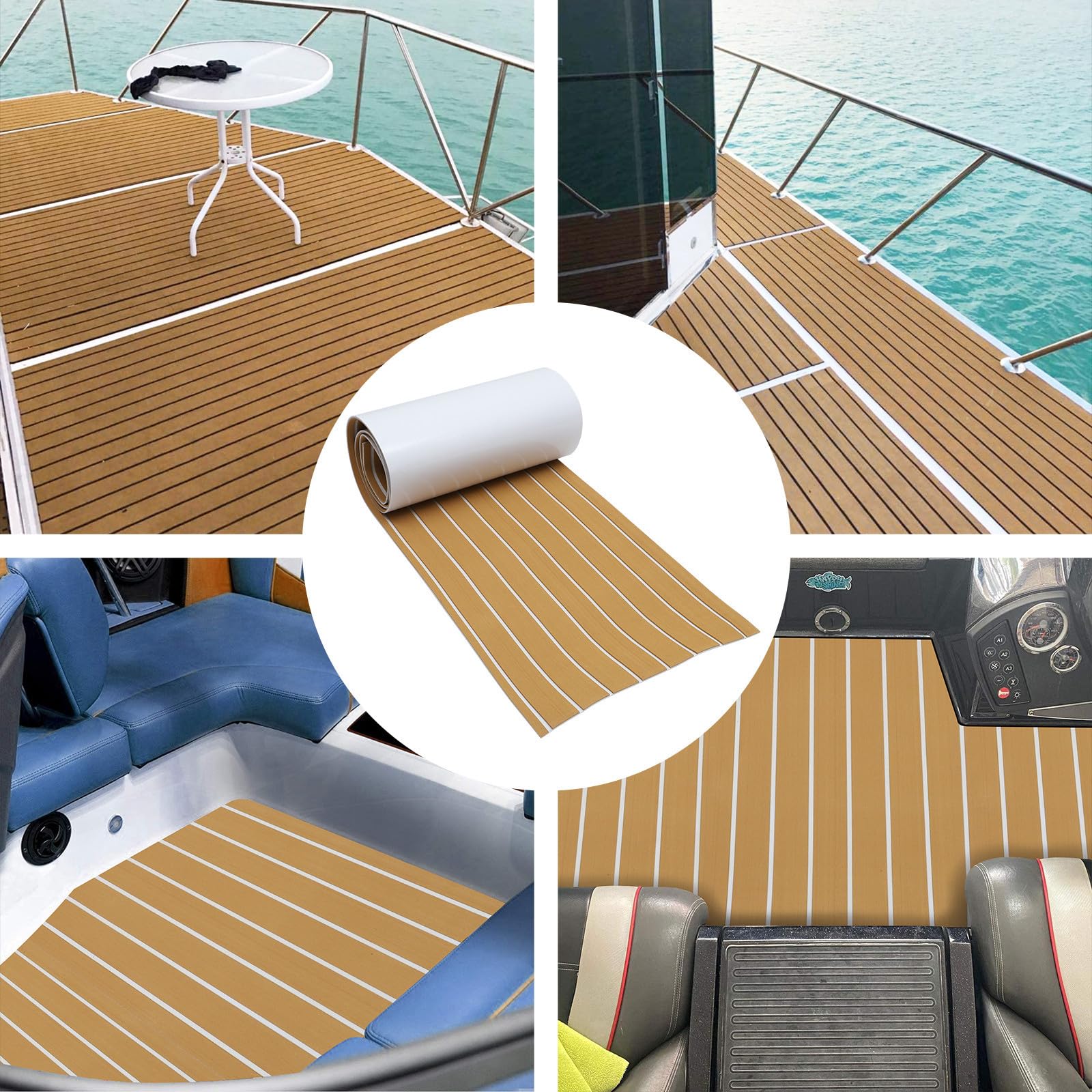 Holibanna Feuille de Terrasse en Eva Antidérapante pour Bateau, Marron