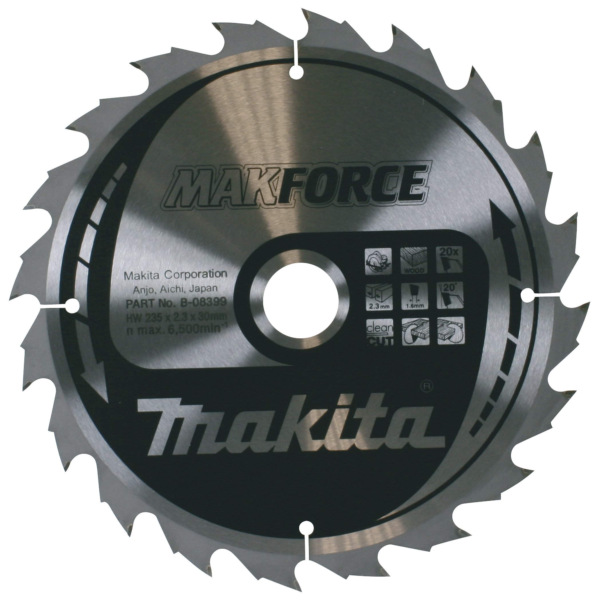 Makita Black,Silver B-32269 Makforce Tct Saw Blade 235X30x20t