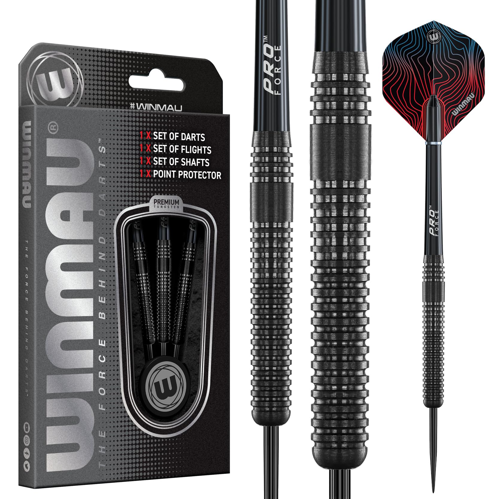 WINMAU Solaris Pro Specialist Tungsten Steeltip Darts Set with Flights and Shafts (Stems)