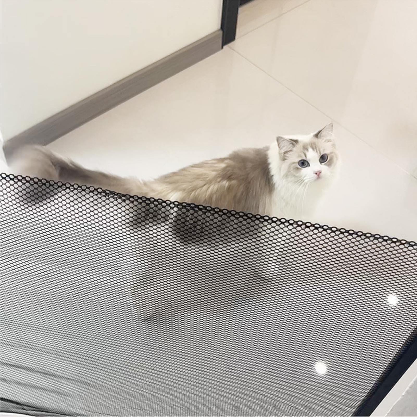 Puerta de seguridad infantil para puertas, puerta de seguridad de malla para perros para escaleras | Kid Mesh sin perforación, multifuncional, fácil – Instalación de puertas para mascotas para