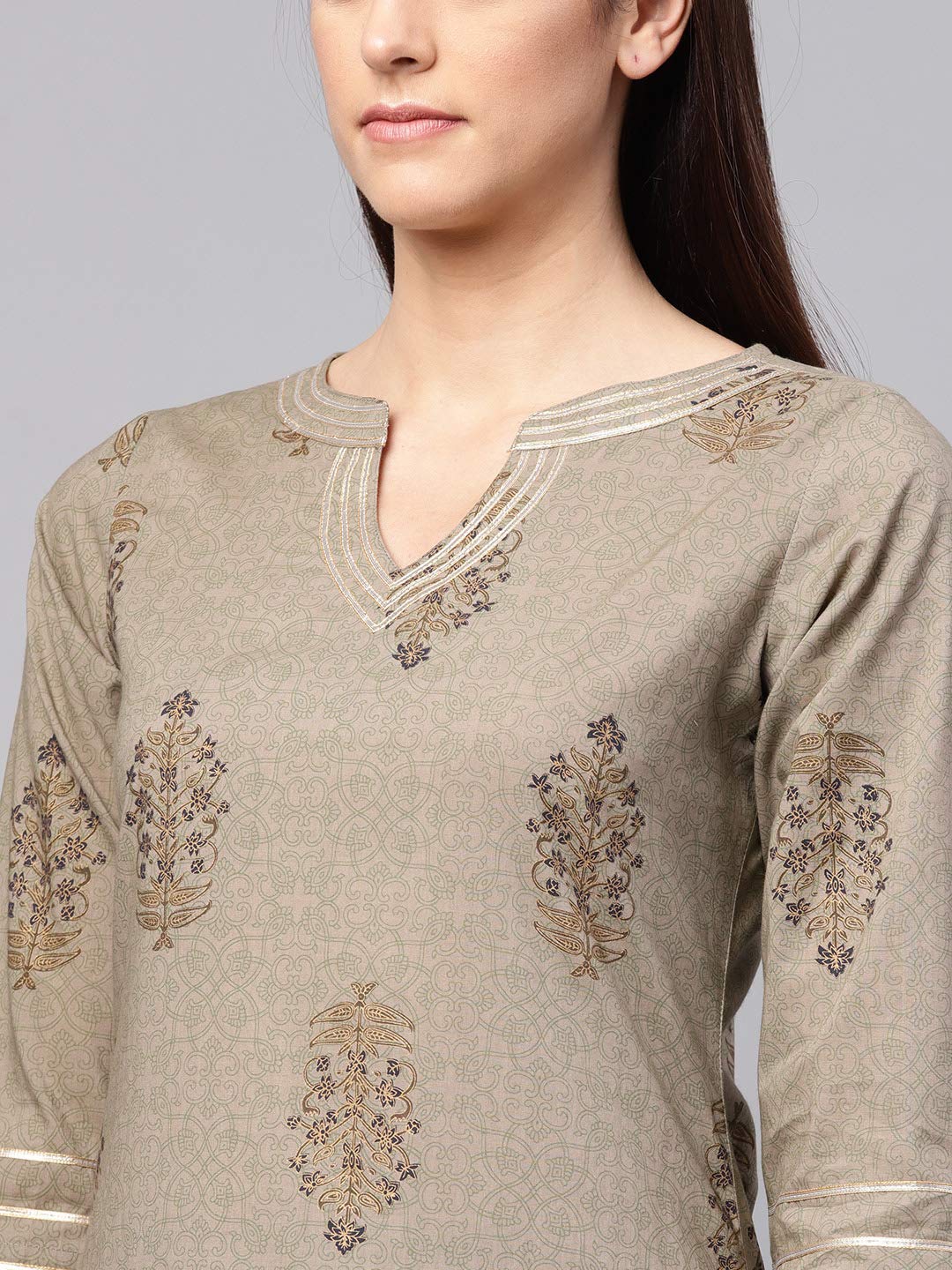 Idalia Gold Print Kurta With Printed Palazzo Pants And Dupatta