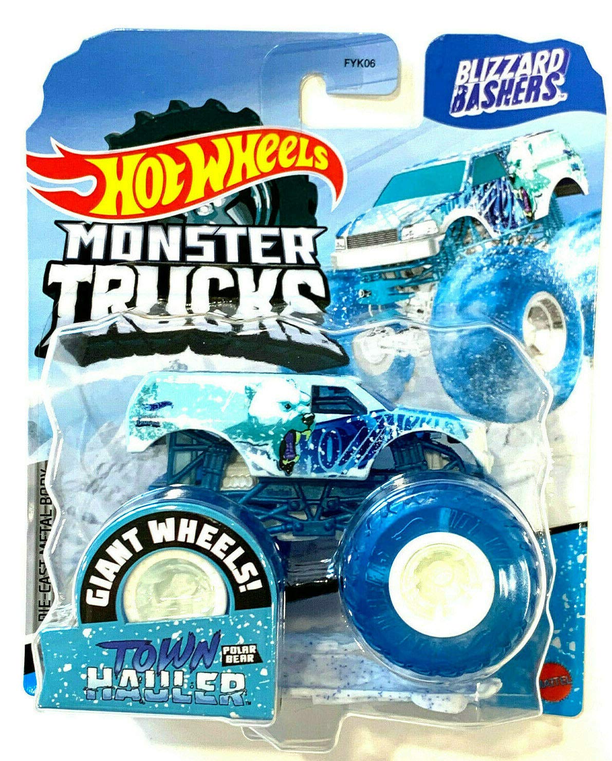 DieCast Hotwheels Monster Trucks 2020 Blizzard Bashers [Town Hauler] Polar Bear 1:64 Scale