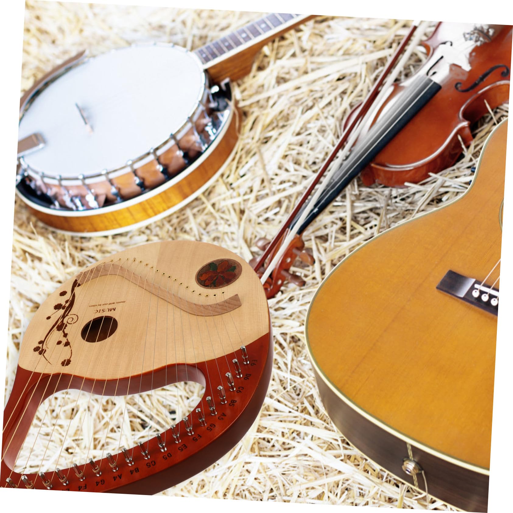 21-saitige Massivholz Harfe im Antiken Stil mit Stabilem Klang und Glatter Oberfläche Tragbares Musikinstrument für Kinder Inklusive Stimmwerkzeug und Saitenersatz