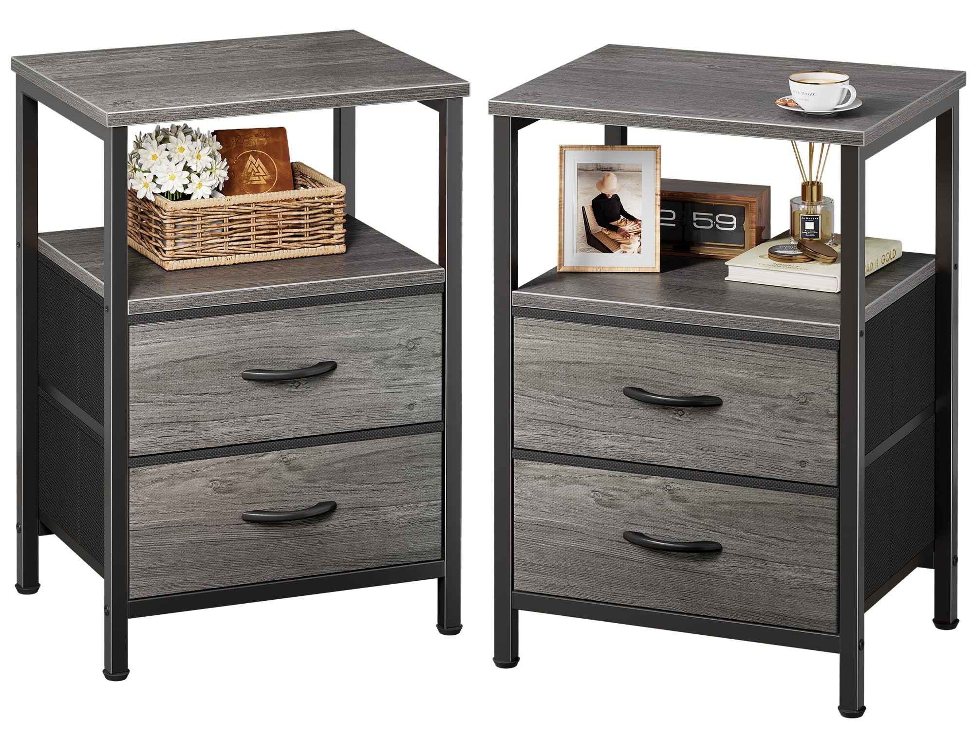 Huuger Nightstand with 2 Drawers Set of 2