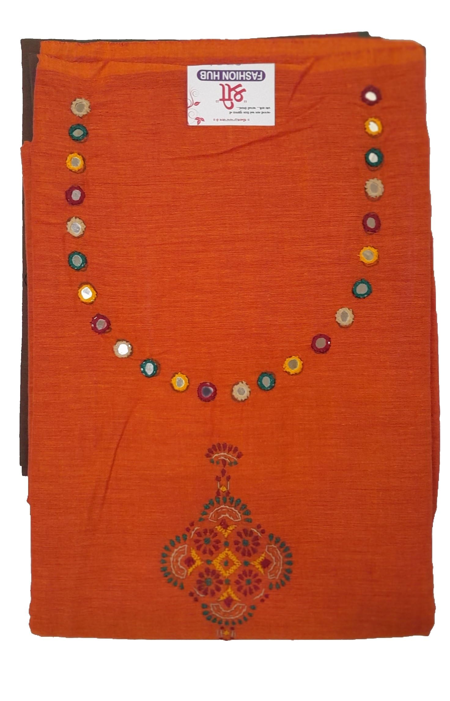 Gamthi Glamz Unstitched South Cotton Dress Material for Women - Pure Hand Embroidered Top, Washable with Fast Colors