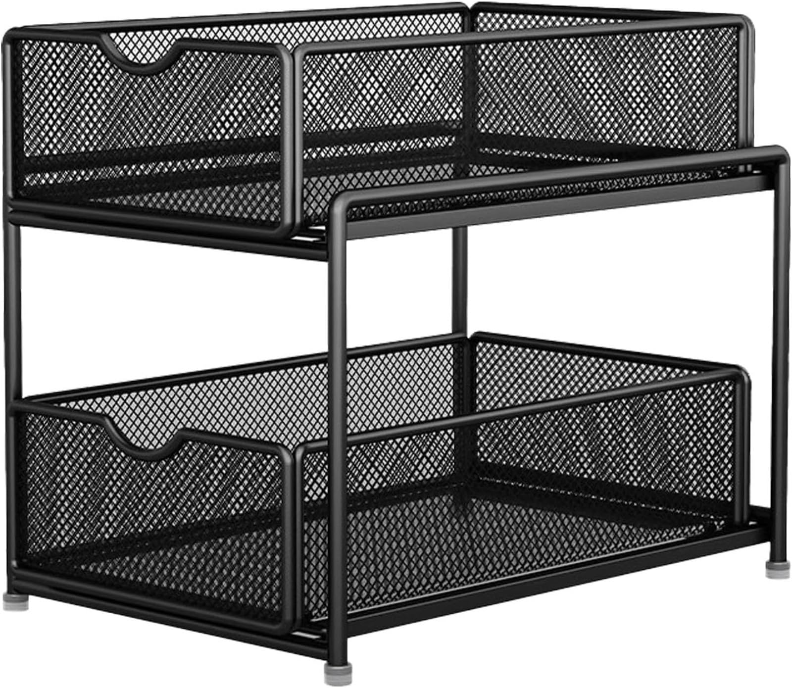 Scaffale portaoggetti a 2 ripiani (36 x 25 cm) per bagno e cucina, design a griglia cava, salvaspazio, soluzione multiuso (46 x 19 cm)