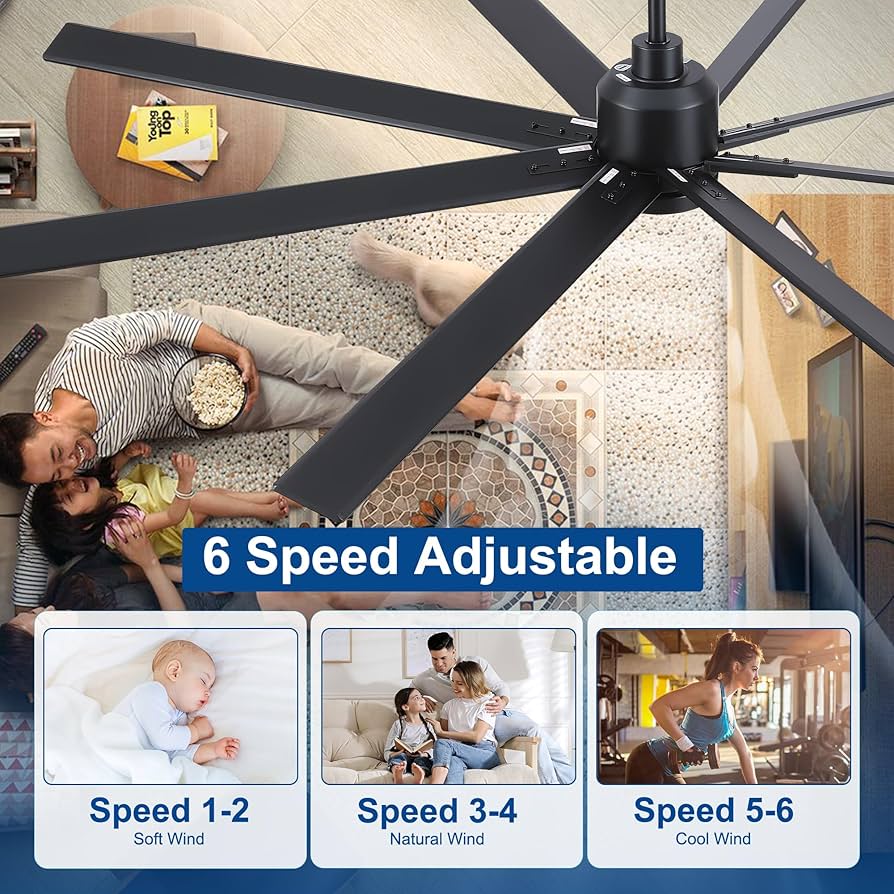 84 Inch Solid Wood Large Ceiling Fans with Lights and Remote