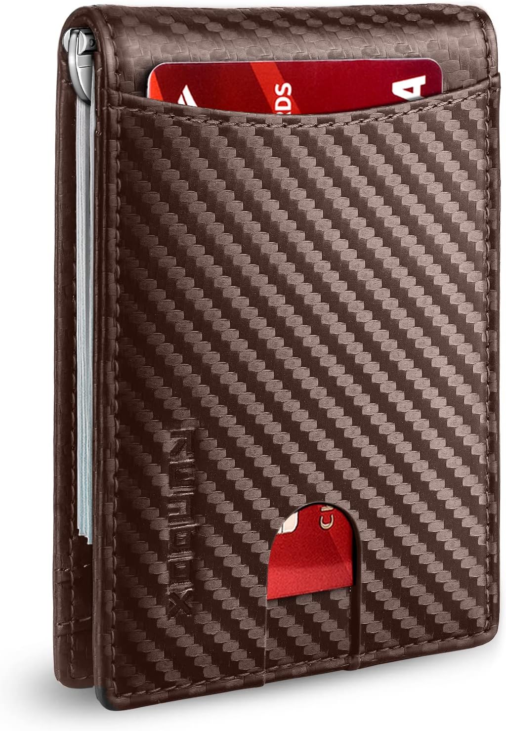 RUNBOX Genuine Leather Slim Wallet for Men RFID Blocking Bifold Minimalist Front Pocket Mens Wallet with Money Clip Thin Gift Box