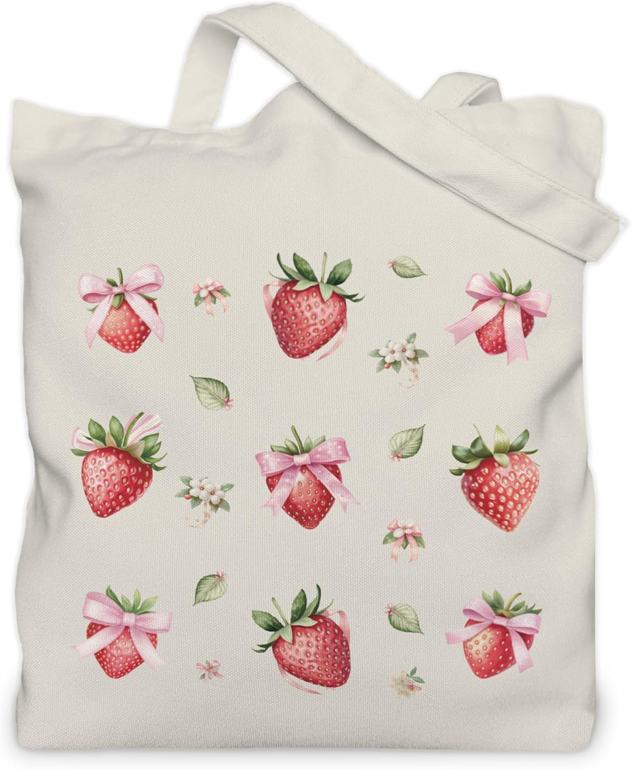 Medium summer fruits tote bag for women, strawberry.