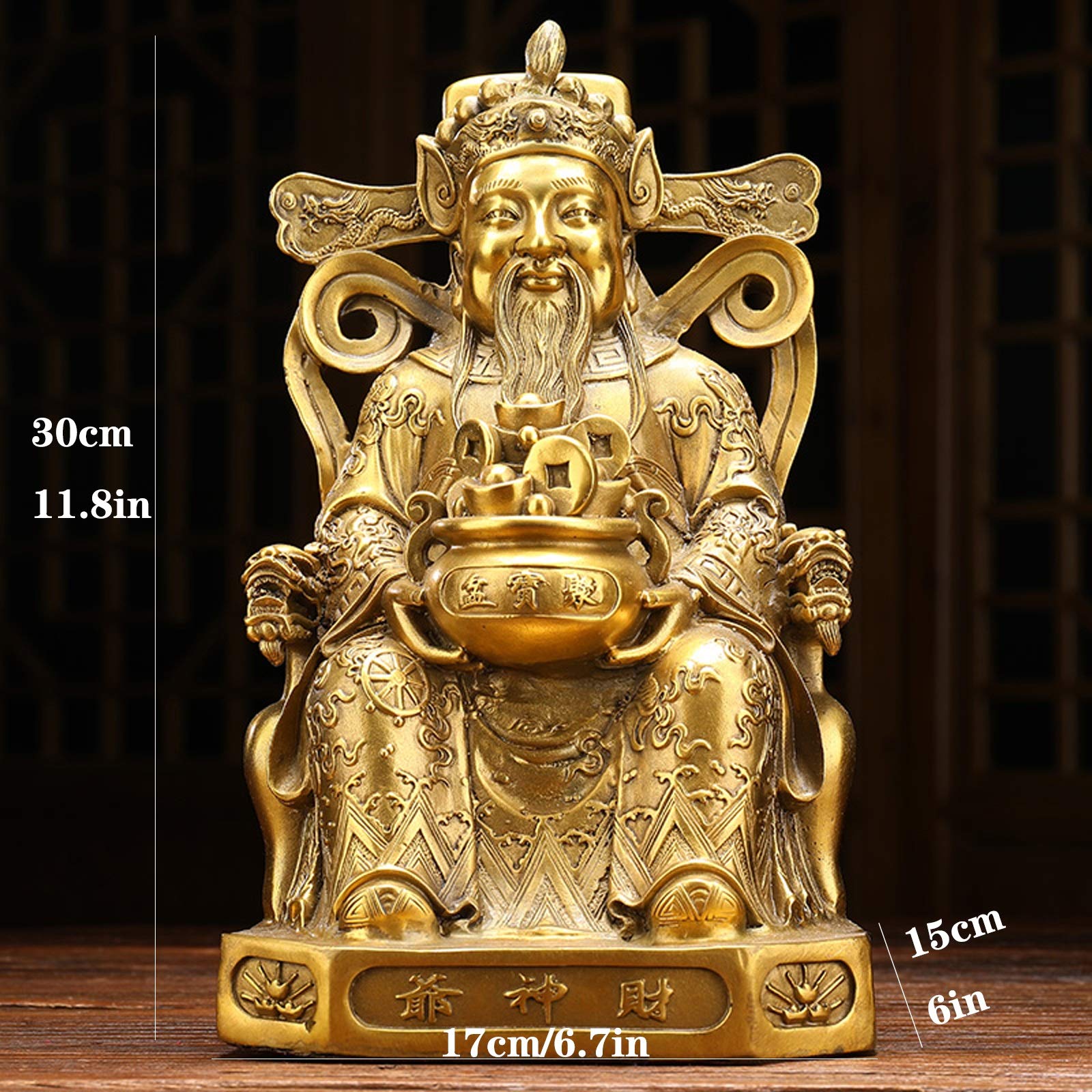 Statua cinese del feng shui scultura Feng Shui Caishen, dio della fortuna (rame) Decorazione per fortuna e ricchezza perfetta per la tua casa o ufficio Best regalo per l'apertura aziendale Feng Shui D