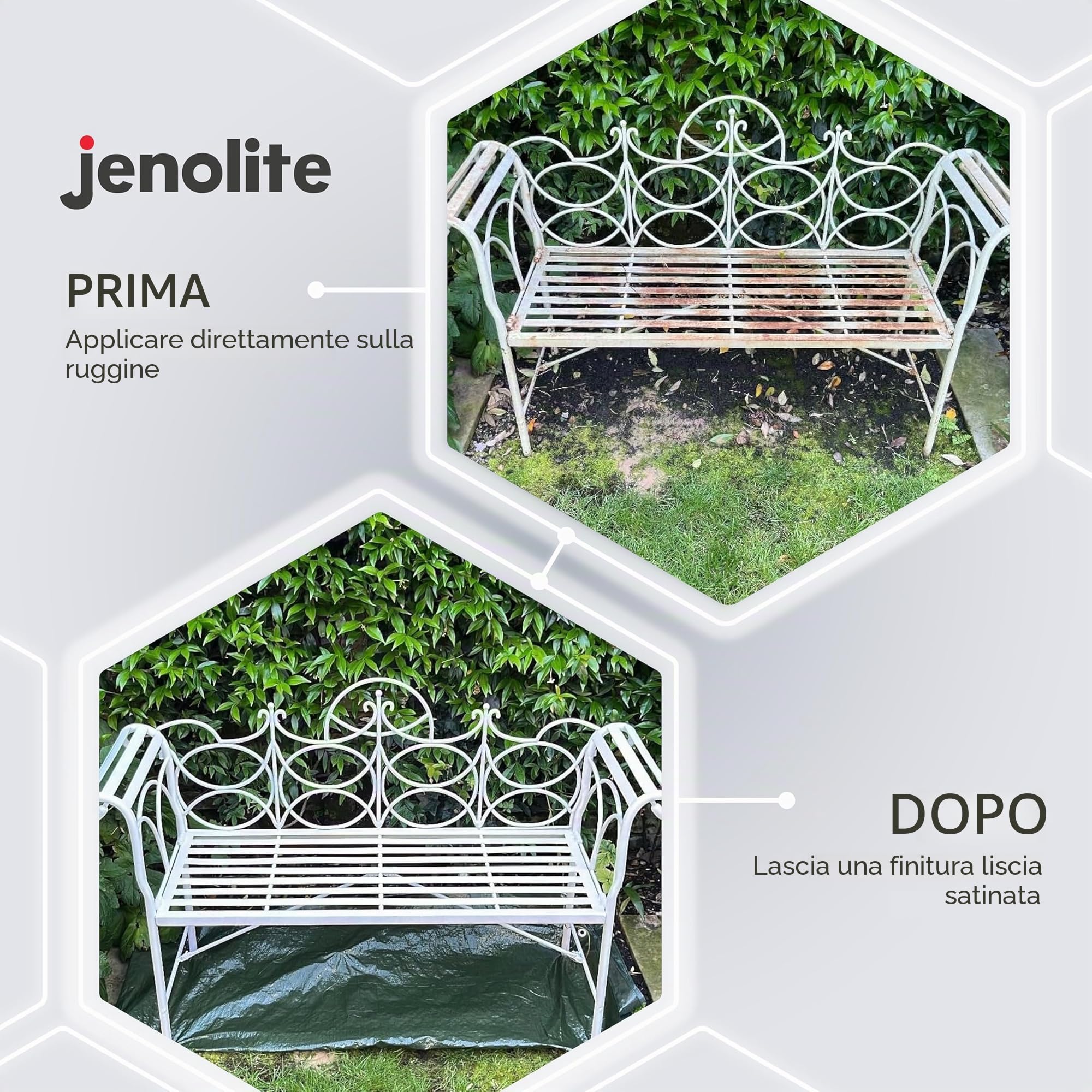 JENOLITE Directorust Vernice Satinata | VERDE SALVIA | Vernice spray multisuperficie | Per l'uso su aperture in legno, metallo, plaspa, ceramiche e arrugginite | 3 x 400 ml (RAL 7494C)