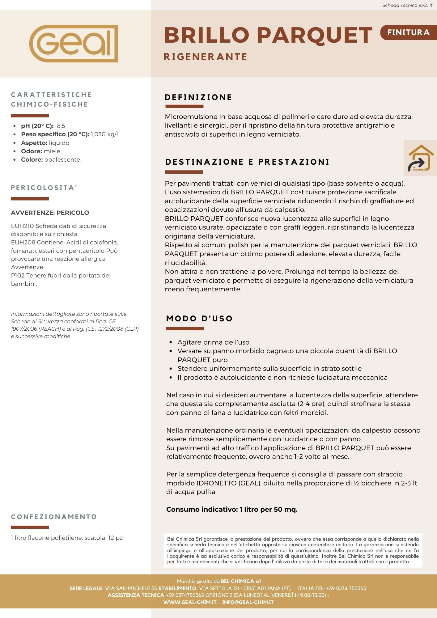 GEAL BRILLO PARQUET. Rigenerante protettivo per tutte le superfici in legno verniciato (Confezione da 2)
