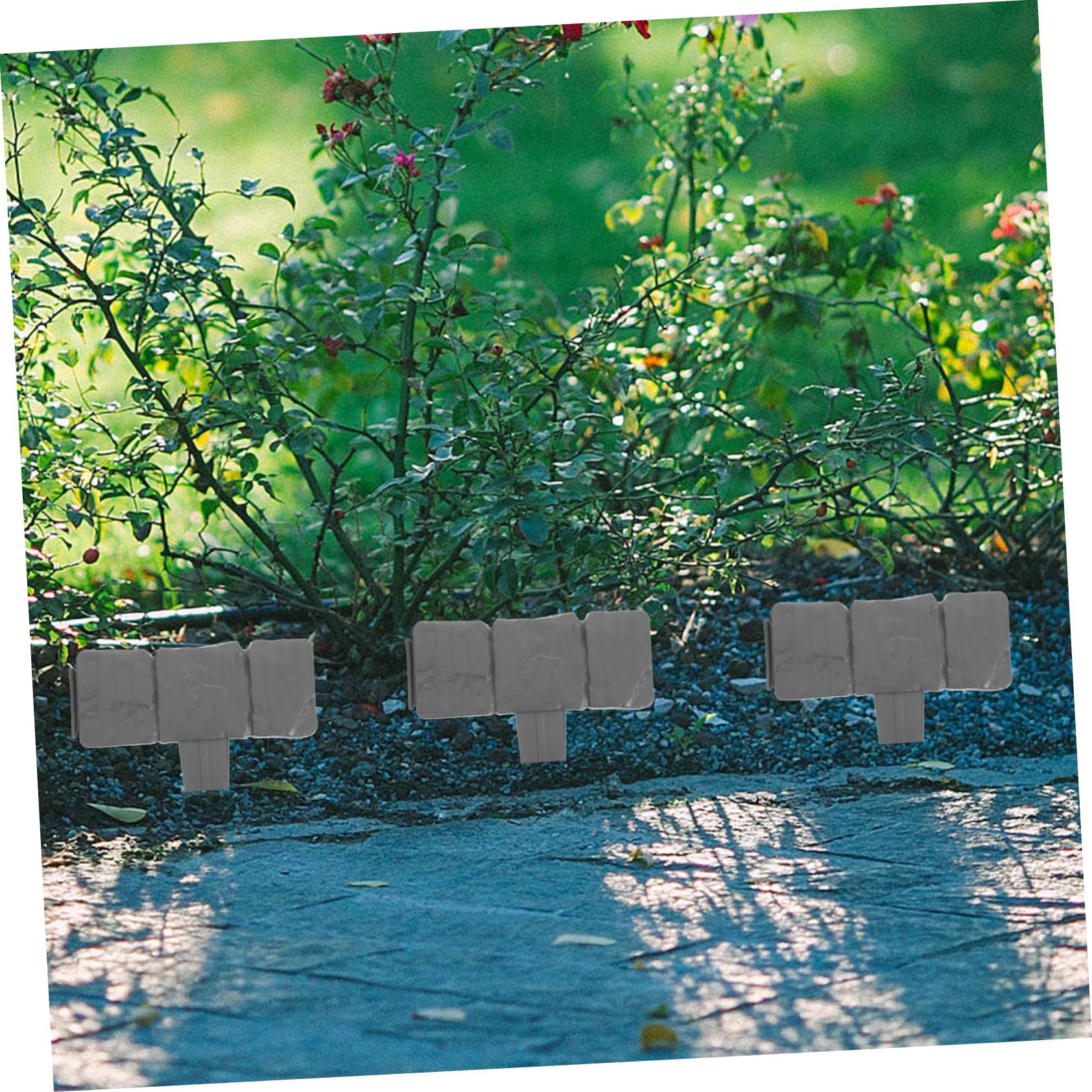 Borde de Jardín Decorativo de Piedra Artificial en PVC Diseño Simple y Elegante, Fácil Instalación, Uso Versátil para Exteriores y Granjas, Paquete de 20 Piezas