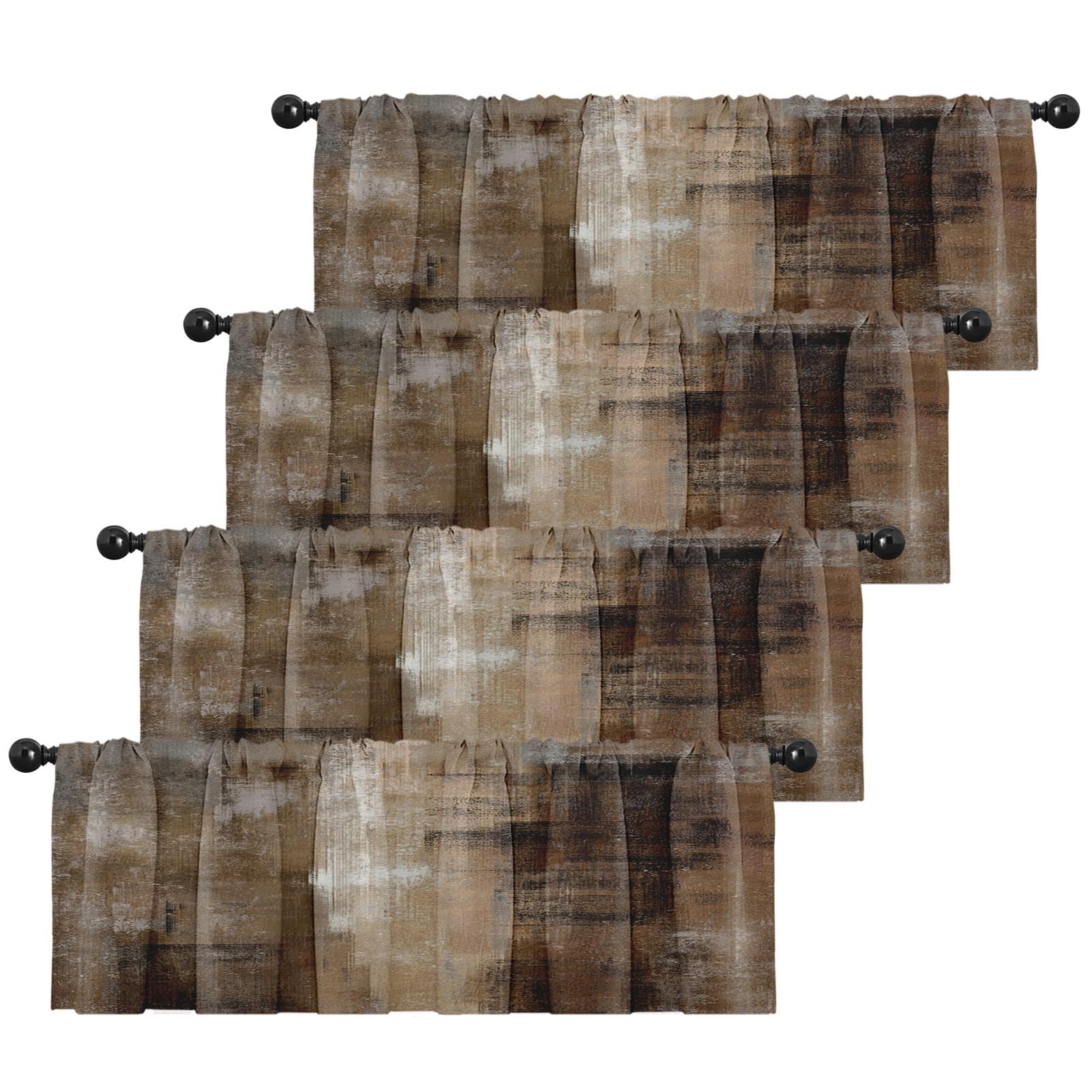 Emvency 4 Pack Valances Abstract Dark Brown Art Painting