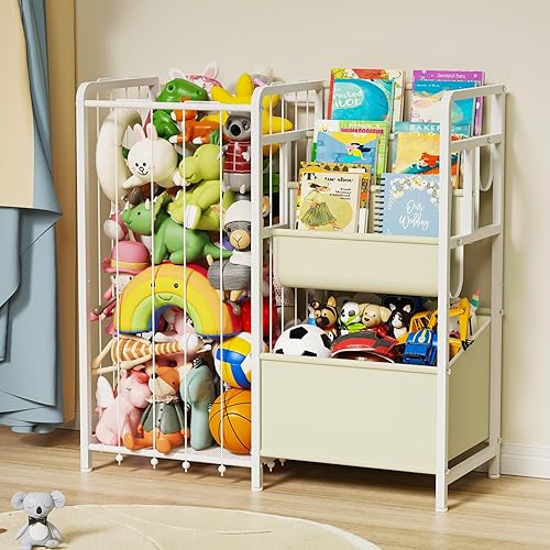 Estantería para niños y almacenamiento de juguetes, estante de libros para niños de 3 niveles para habitaciones infantiles con almacenamiento de