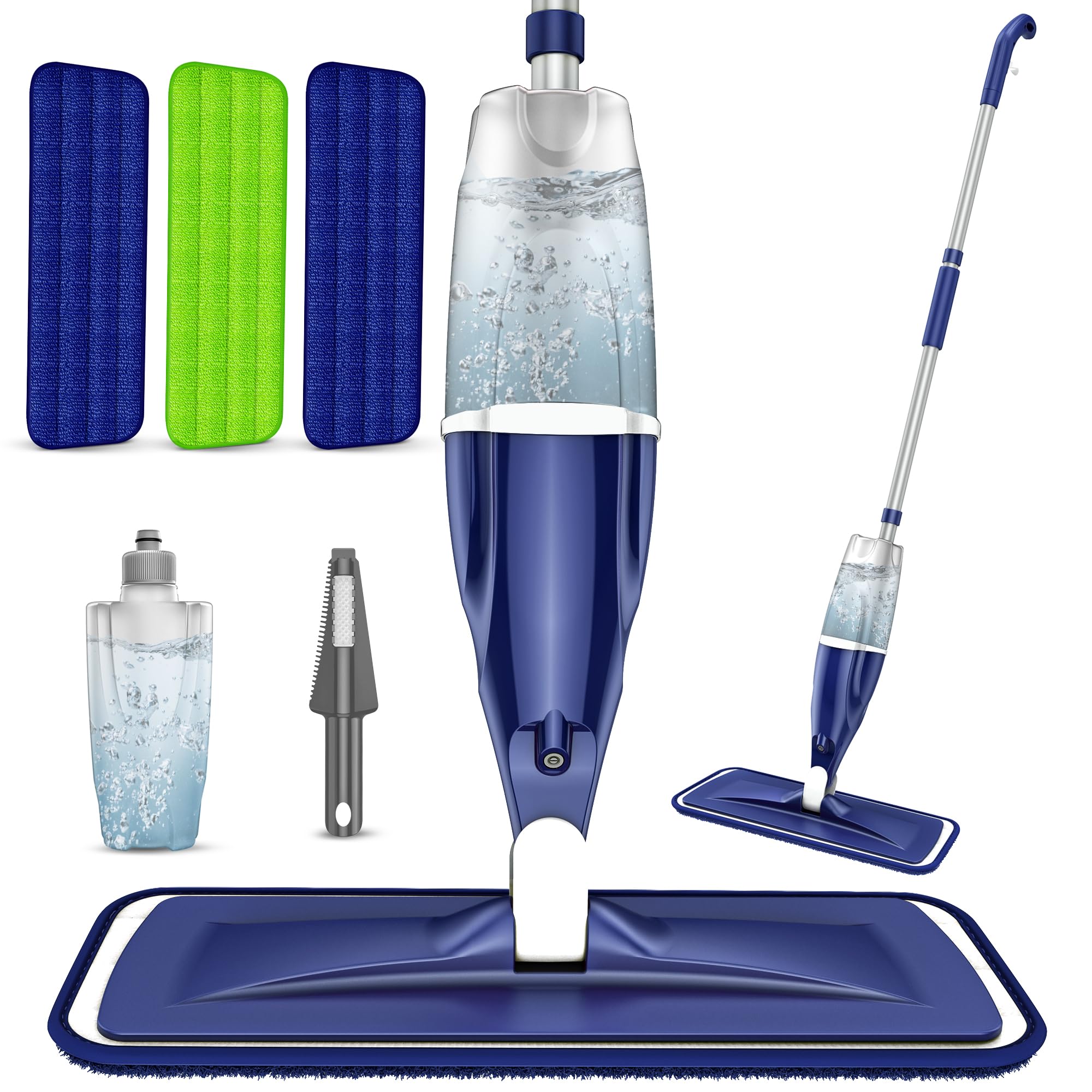 microfiber spray mop for floors cleaning wet dry hardwood floor mops with 3 washable reusable pads for swiffer powermop - flat mop with sprayer for tile wood laminate vinyl marble