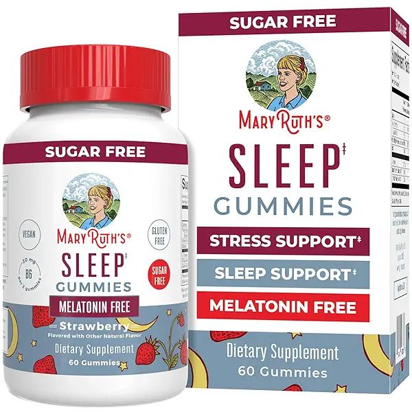 MARYRUTH'S Sleep Gummies | Sugar Free | NO Melatonin | L Theanine | Lemon Balm Leaf | Chamomile | Vitamin B6 | Relaxation & Sleep Support | Stress Relief | Vegan | Gluten Free | 60 Count 1