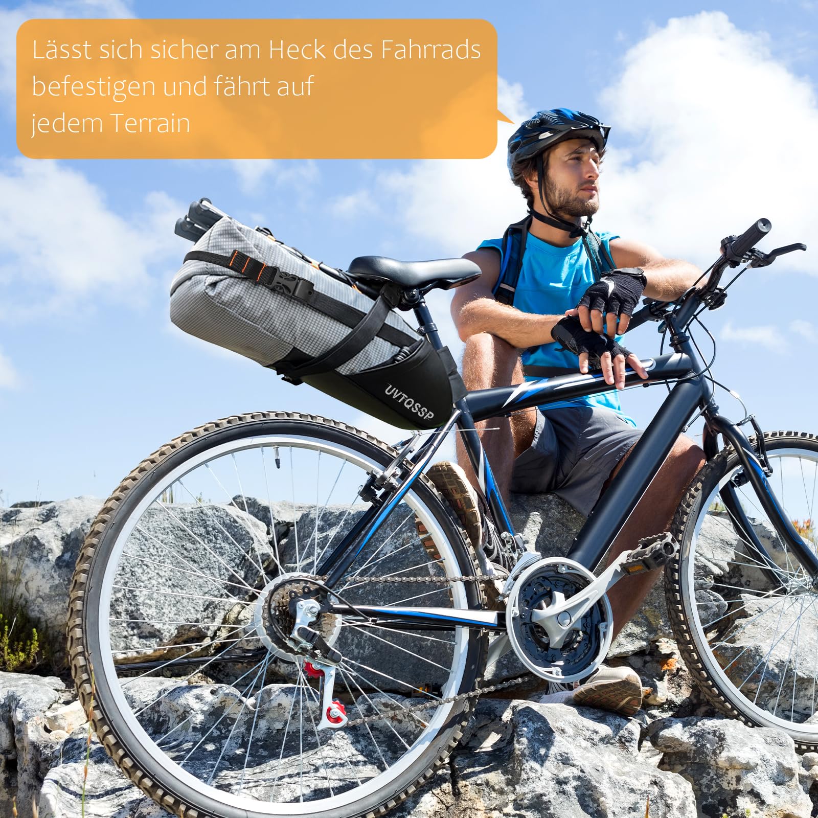 Fahrrad Satteltasche [10 Liter] 100% Wasserdicht -Bikepacking Satteltasche aus TPU-Gewebe für Mountainbikes Outdoor Fahrräder Rennräder