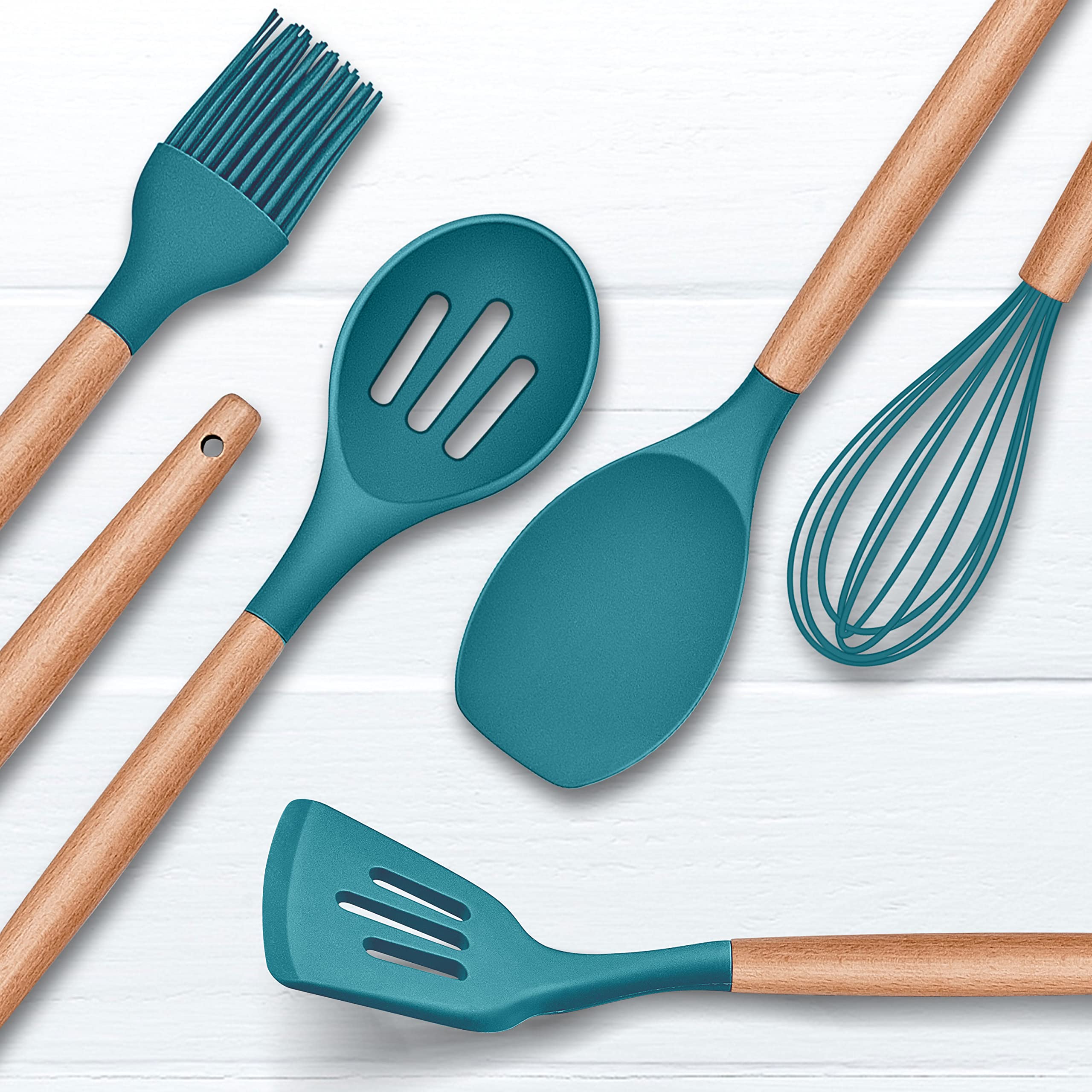 Set 12 Utensili Da Cucina In Silicone - Antiaderenti, Resistenti Al Calore, Con Supporto, Lavabili In Lavastoviglie - Foto 3