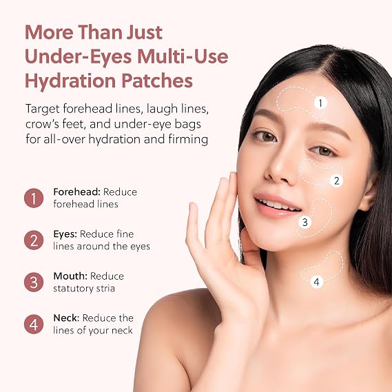 QUIA Hydrogel Eye Patches with Collagen Depuff, Smooth Fine Lines & Hydrate in 15 Minutes No-Slip, Soothing Formula 20 Pairs for All Skin Types