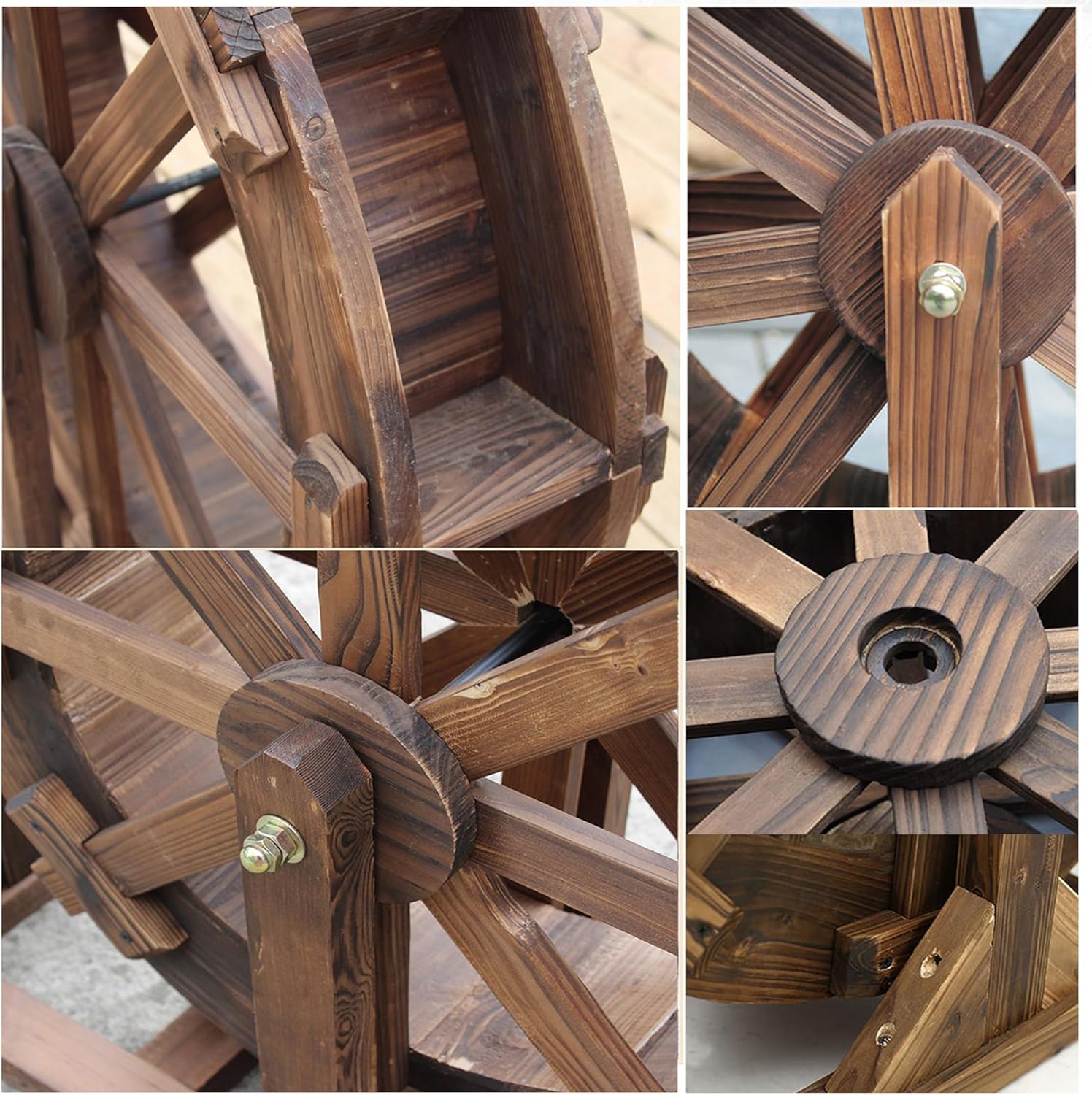 Water Wheel Fountain, Indoor Fountains & Accessories, Wooden Water Wheels For Outdoor Decor, Rustic Water Fountain Outdoor, Wheel Waterfall Wooden Wheels Fountain,Feng Shui Wheels Fountain ( Color : C